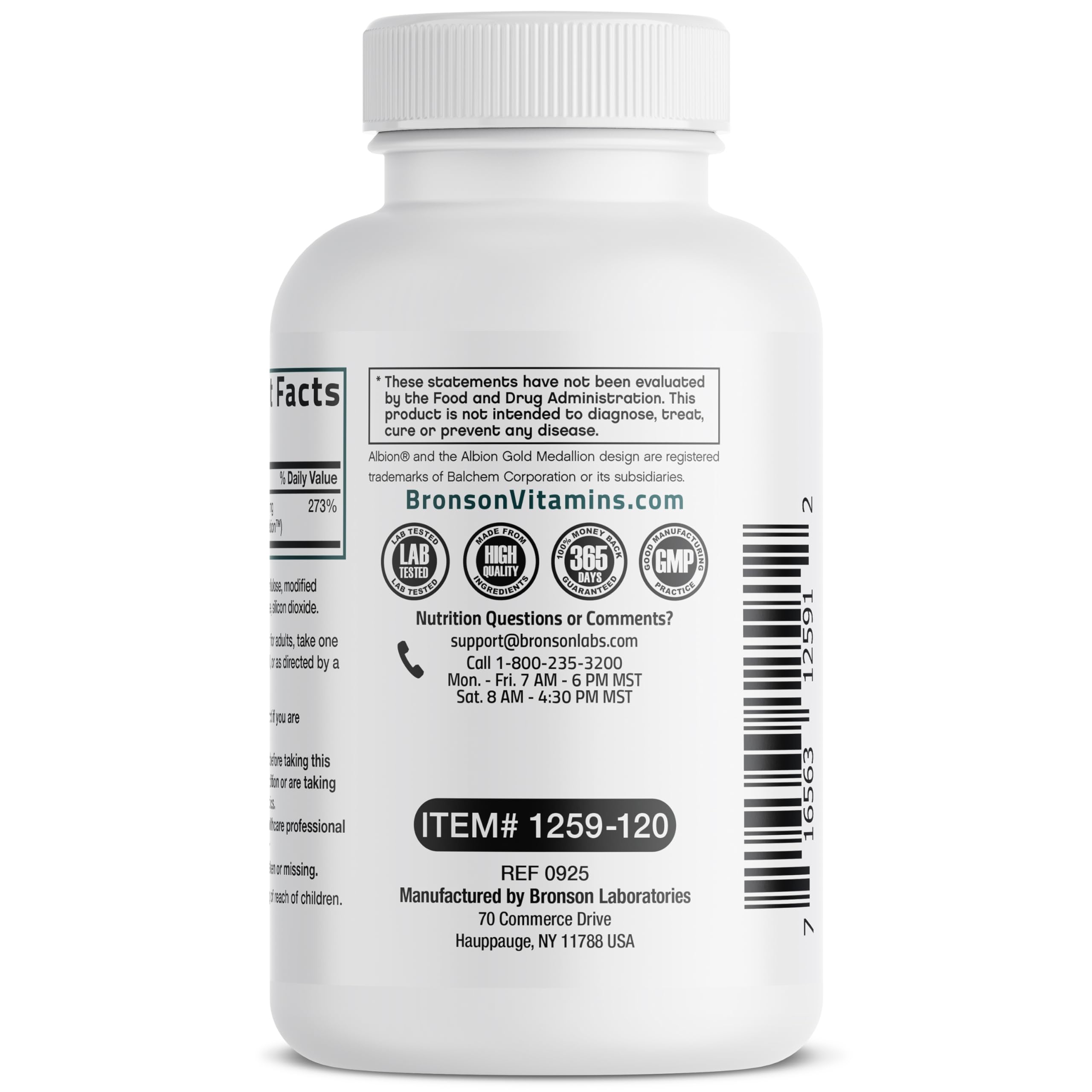 Bronson Zinc Glycinate 30mg Chelated Superior Absorption 100% Chelated Formula Non-GMO, 120 Vegetarian Capsules