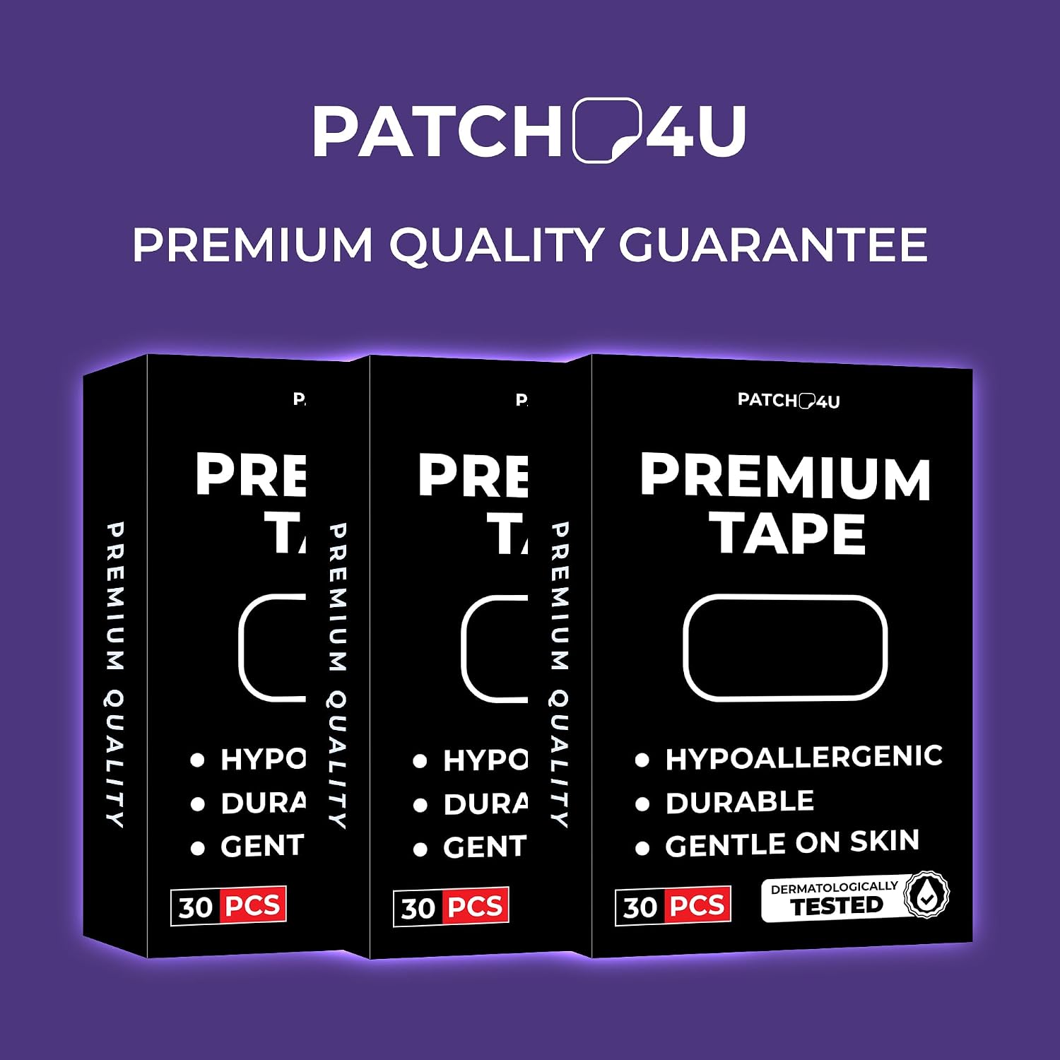 PATCH4U Premium Tape (30 Pack) - Pain Free Removal, Hypoallergenic | Latex Free & Gentle On Skin, Packaging May Vary, Skin Friendly Adhesive Cotton Tape