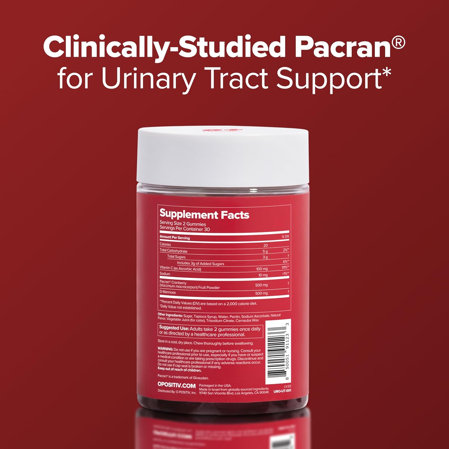 URO Urinary Tract Gummies with Pacran Cranberry – 30-Day Supply