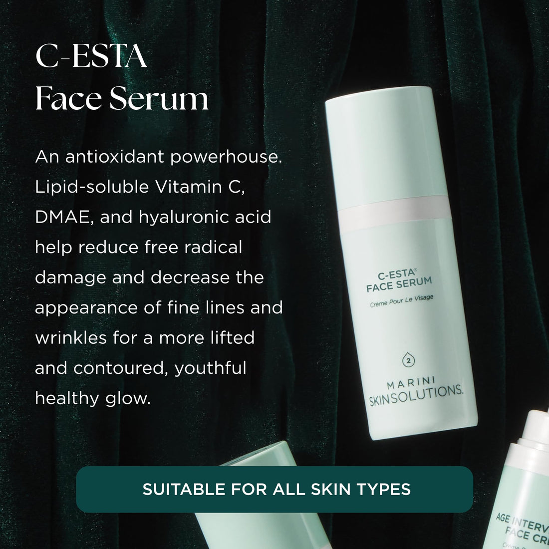 Marini SkinSolutions C-ESTA Face Serum - Lifts, Firms & Protects with Vitamin C, DMAE & Hyaluronic Acid - All Skin Types - Made in the USA - 1 fl oz