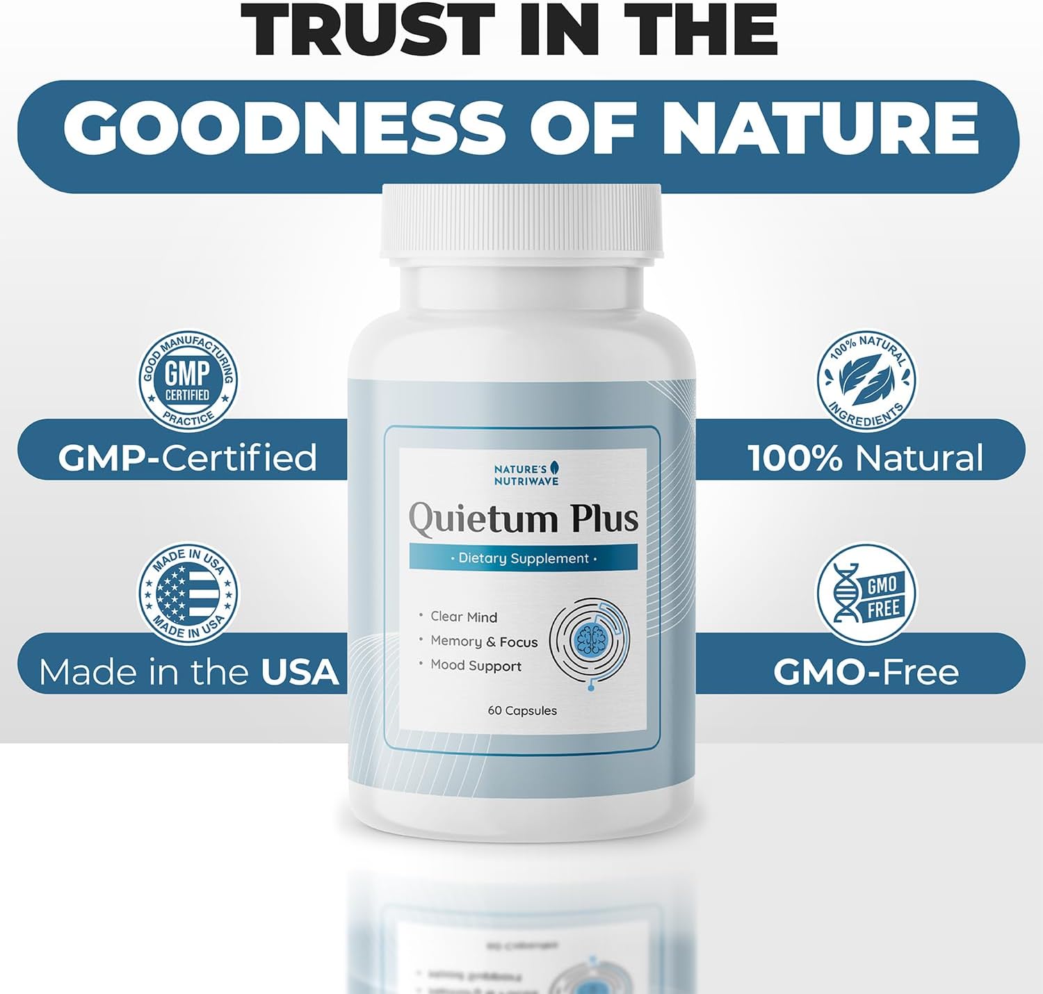 Quietum Plus – Herbal Extract Capsules – 60 Ct, 1 Month Supply | Plant-based capsules with herbal extracts | Non-GMO, GMP Certified | Easy-to-swallow daily capsule