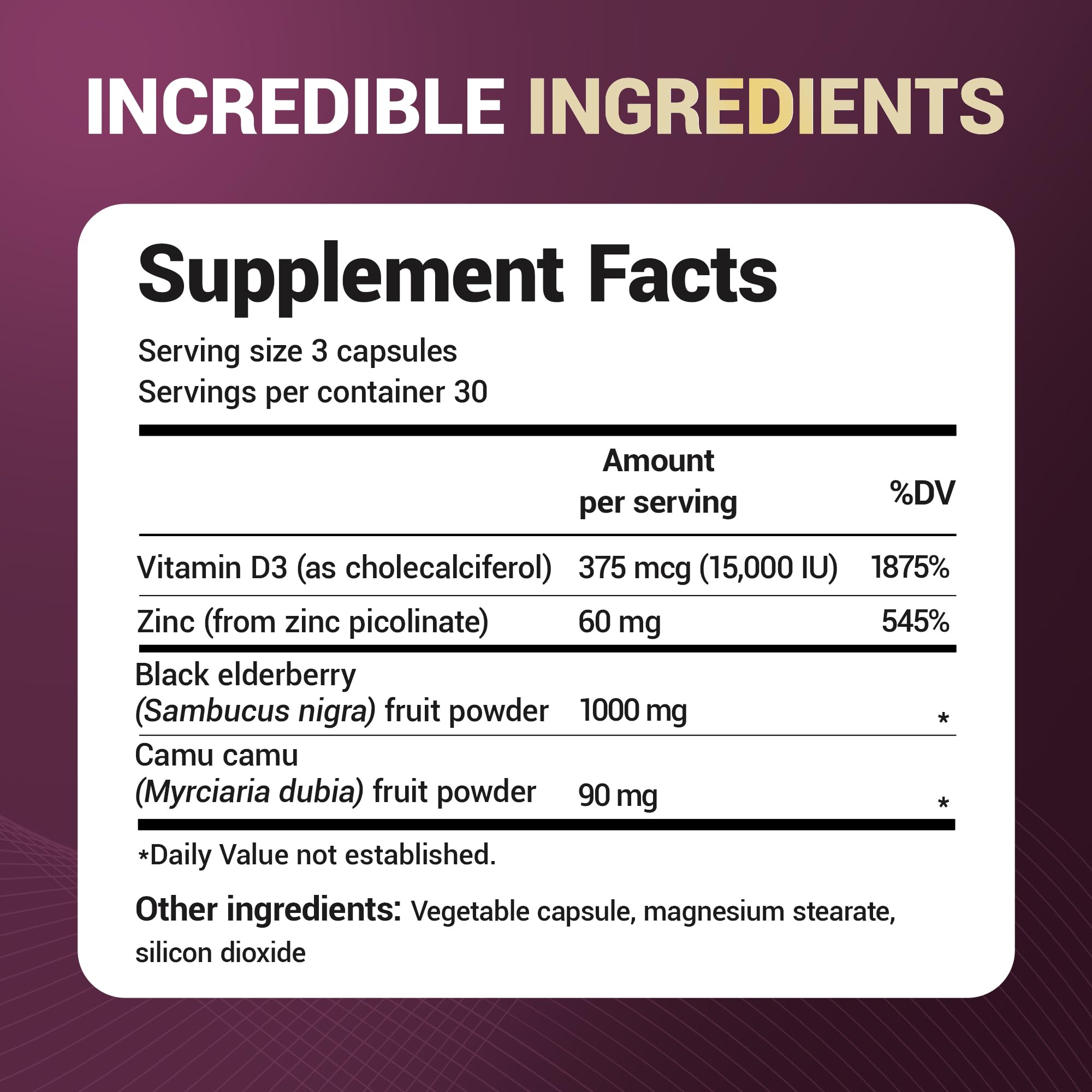 Dr. Berg Black Elderberry Capsules (Advanced Immune Support*) with 15,000 IU Vitamin D, 60 mg of Zinc, & 90 mg of Camu Camu - (4-in-1) Sambucus Elderberry Immune Support Supplement - 90 Capsules Dr. Berg NutritionalsBuy Supplements Australia