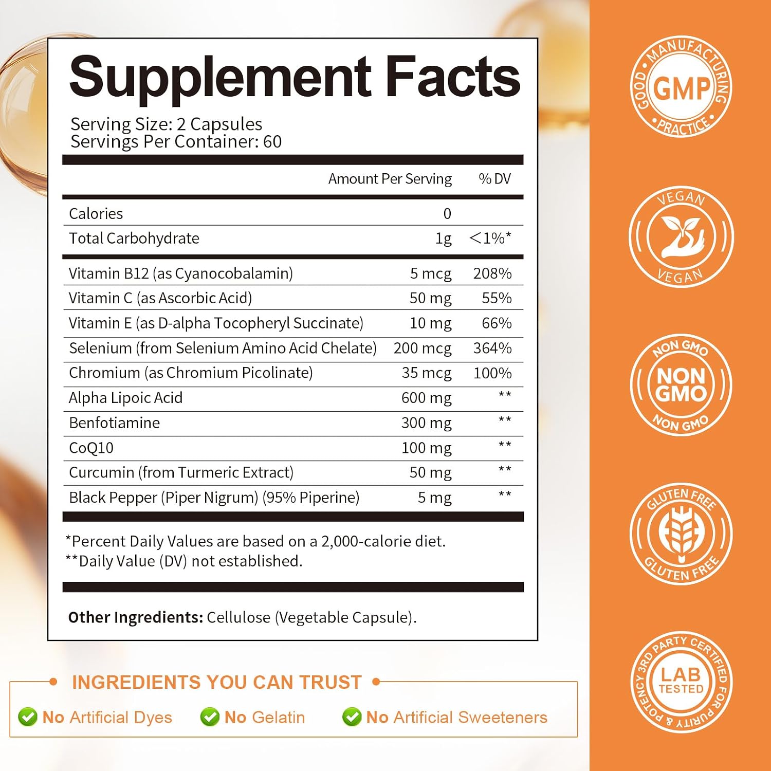 Alpha Lipoic Acid 600mg with Benfotiamine 300mg - ALA Supplement for Antioxidant, Nerve Health, Energy & Metabolism Support, Cell Energy, Neuropathy Supplement, Anti-Aging, Non-GMO, Gluten Free, Vegan