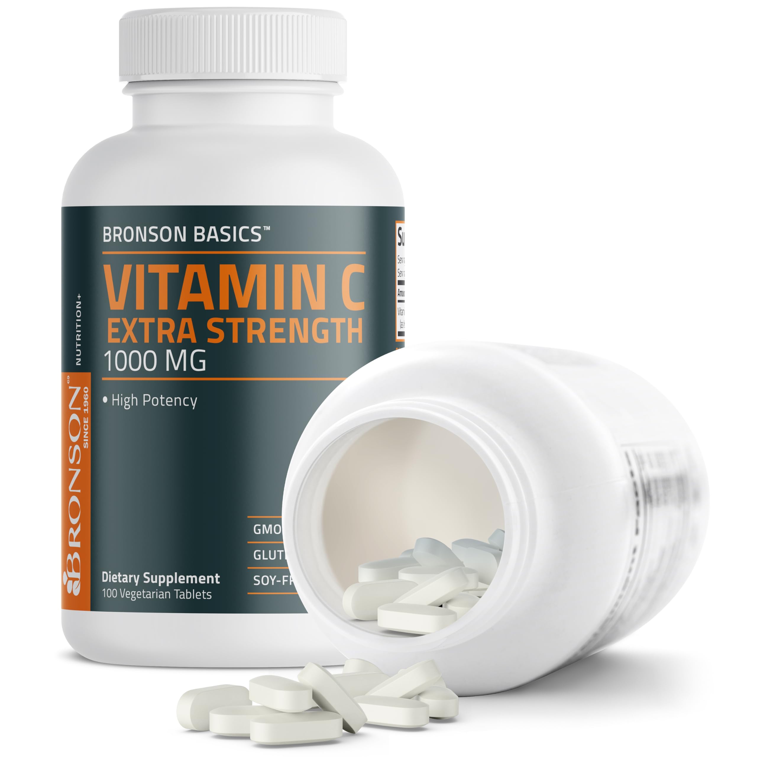 Bronson Vitamin C 1000mg Extra Strength, Supports a Healthy Immune System, High Potency, Non-GMO, 100 Vegetarian Tablets