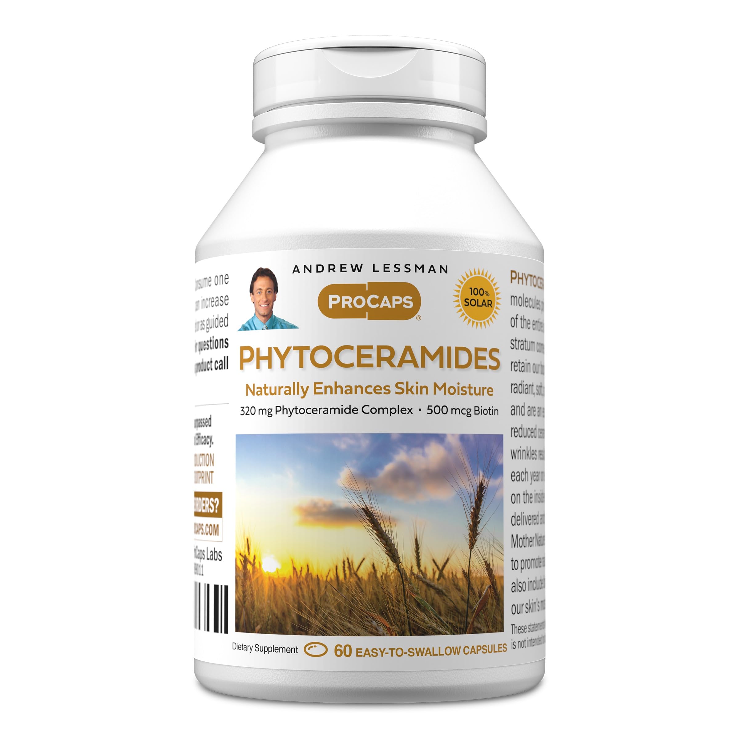 ANDREW LESSMAN Phytoceramides Skin Supplement, 60 Capsules | Plant-derived phytoceramides help support skin hydration, elasticity and a healthy-looking complexion from within.