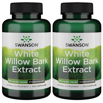 Swanson White Willow Bark Extract - Promotes Joint Support and Muscle Relief - Standardized to 15% Salicin - Natural Supplement with No Stomach Irritation - (120 Capsules, 500mg Each) (2 Pack) SwansonBuy Supplements Australia
