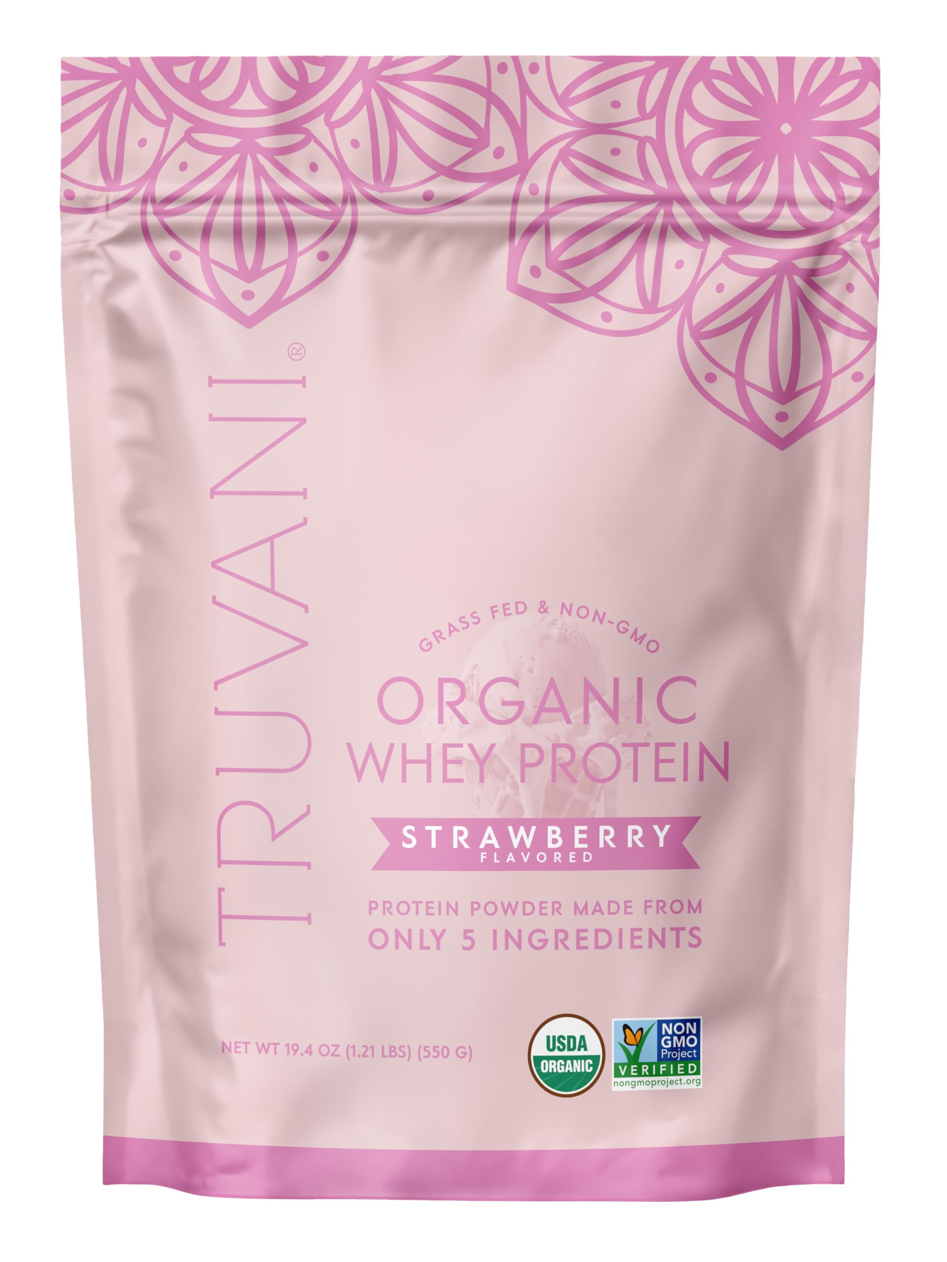 Truvani Organic Whey Protein Powder | Vanilla | 20 Servings | 20g Grass Fed Whey Protein | USDA Organic & Non-GMO | Gluten Free | No Gums, No Soy, No Stevia, No Added Sugars