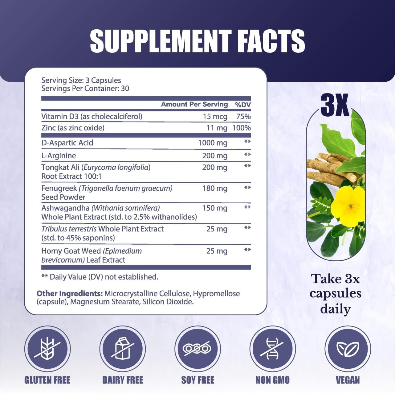 T-Forge | Supplements for Men | Male Energy Support | Tongkat Ali, Folic Acid, L-Arginine, Tribulus Terrestris, Ashwagandha, Fenugreek. 30 Days Supply. 90 Capsules