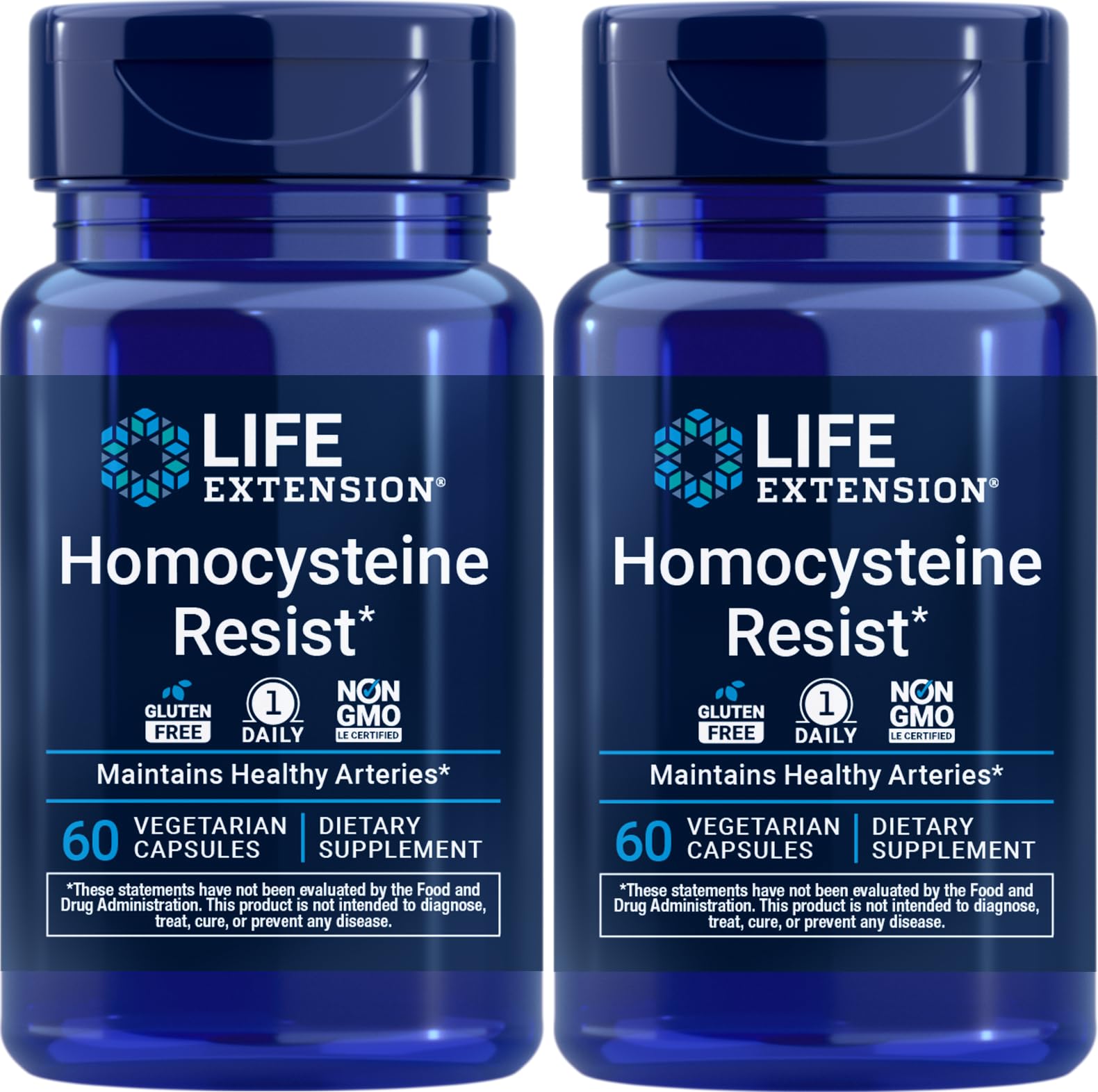 Life Extension Homocysteine Resist Vegetarian Capsules, 60 Count | Vitamin B2, B6, B12 & Folate as L-5-MTHF Support Heart & Brain Health, Once Daily, Gluten Free, Non-GMO & Vegetarian