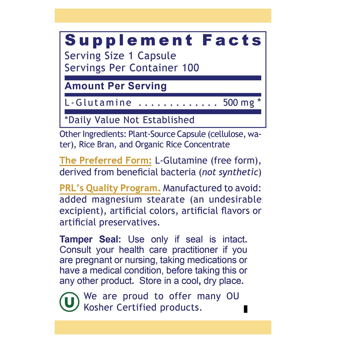 Premier Glutamine by Premier Research Labs --100 caps Premier Research LabsBuy Supplements Australia