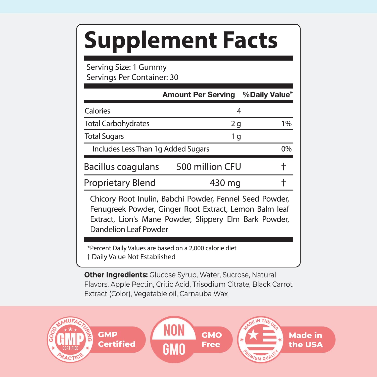 PrimeBiome Gummies – Inulin, Lion's Mane & Ginger – 30 Ct, 1 Month Supply | Prebiotic Inulin, Lion's Mane & Ginger | Non-GMO, No Stimulants, GMP Certified | Chewable daily gummy