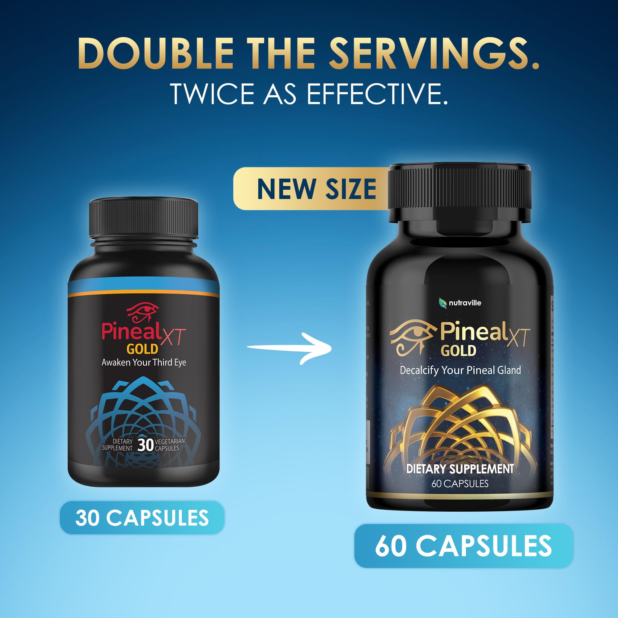 Pineal XT Gold Pineal Gland Supplement, Third Eye Awakening | Focus and Memory Supplement for Brain, 7 Powerful Ingredients Detox and Activate Your Pineal Gland, 30 Count, 1 Daily