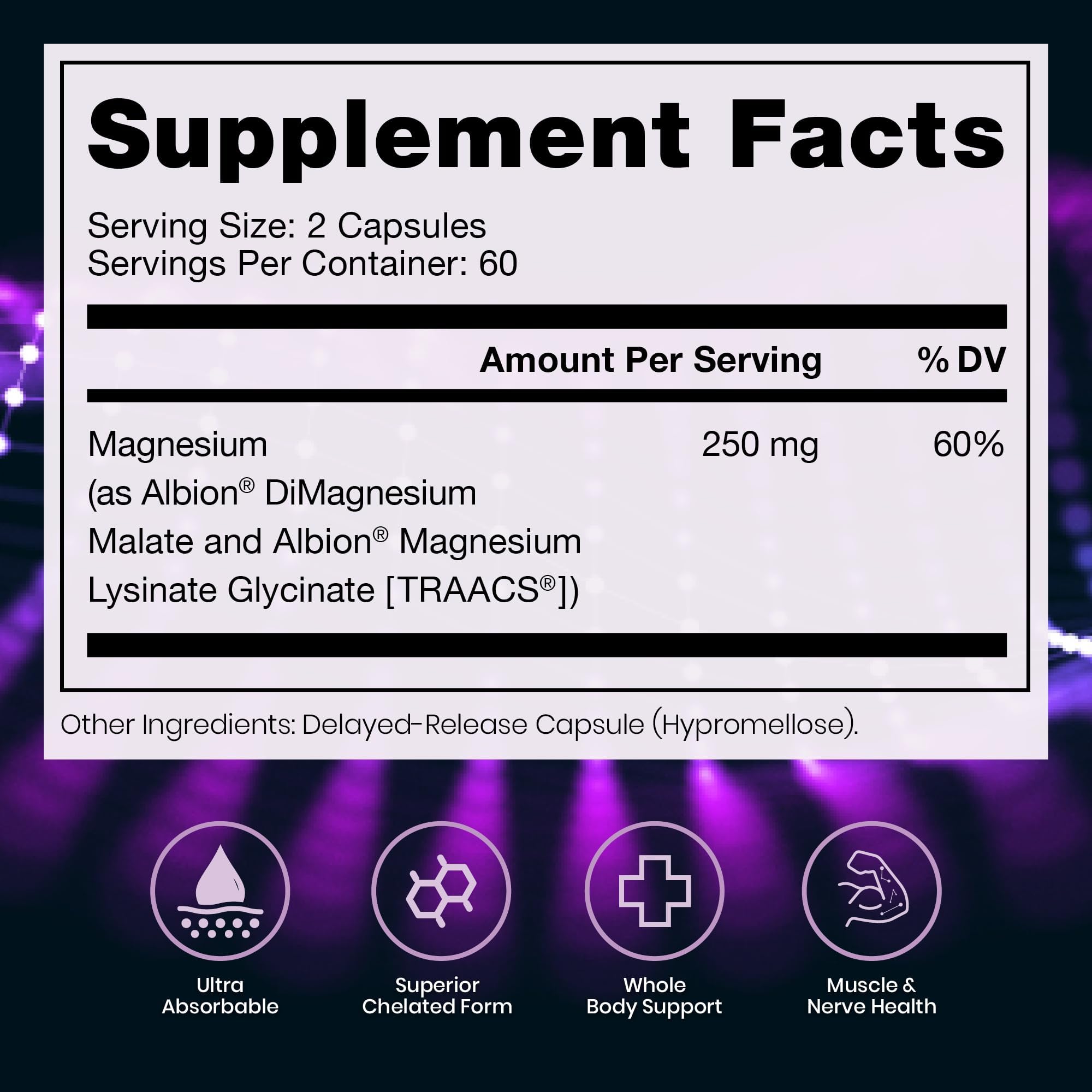 Magnesium Lysinate Glycinate & Magnesium Malate, Made in USA | 4 Month Supply | Chelated for Maximum Absorption, Supports Bone Health & Energy, Non-GMO, 240 Count