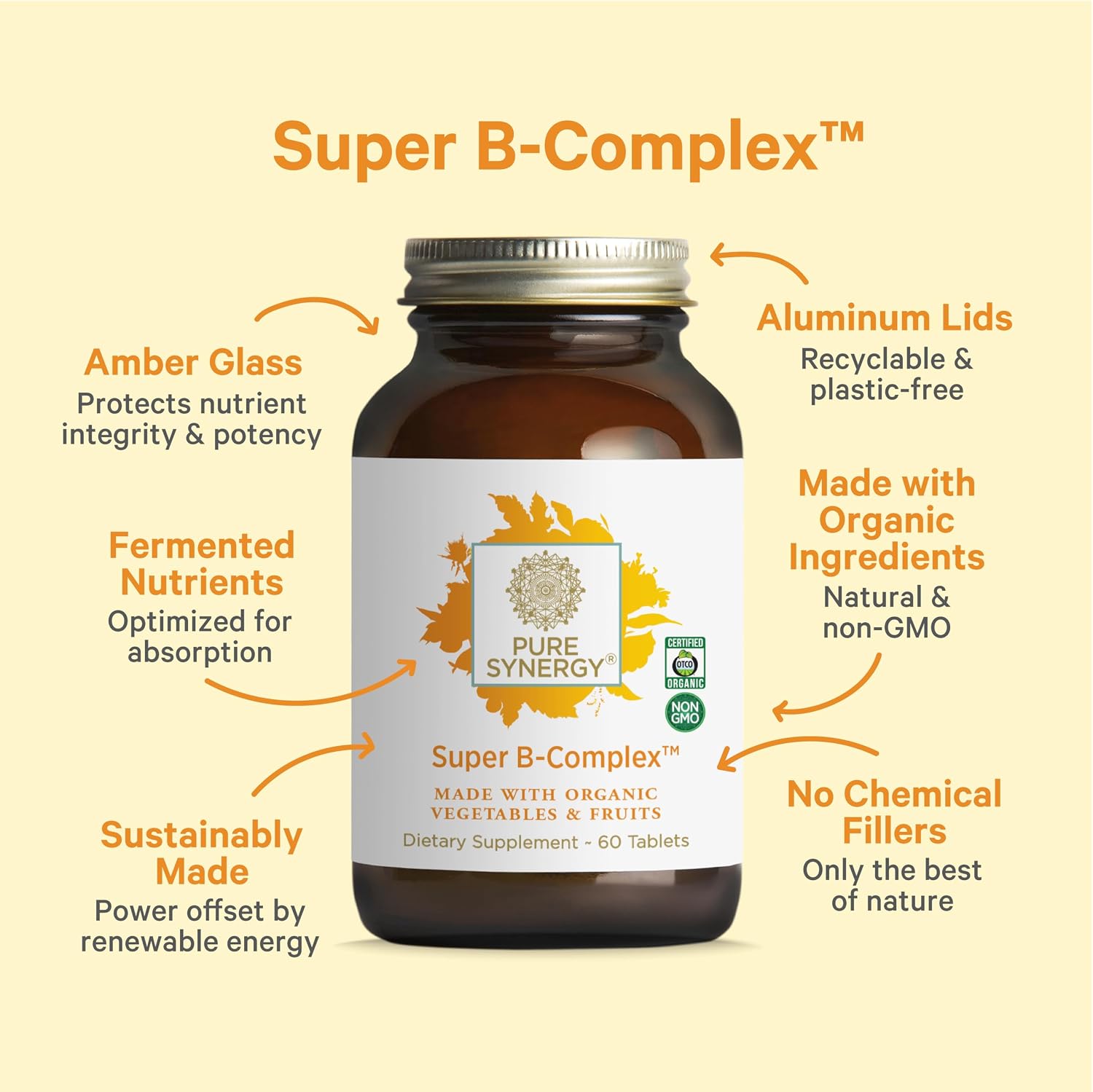 PURE SYNERGY Mood and Adrenal Support Bundle | Mood Support Supplement with Organic Saffron Extract | USDA Organic Vitamin C | Vitamin B Complex Made with Whole Foods | Non-GMO and Vegan