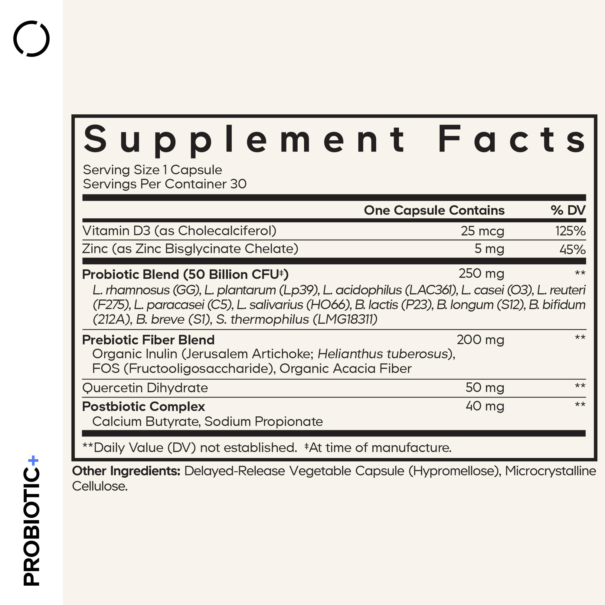 Codeage Probiotic+ 50 Billion CFU** Supplement - 12-Strain Probiotic Blend, Organic Prebiotic Fiber, Postbiotics, Vitamin D3, Zinc Bisglycinate, Quercetin - for Men & Women - Non-GMO - 30 Capsules CodeageBuy Supplements Australia