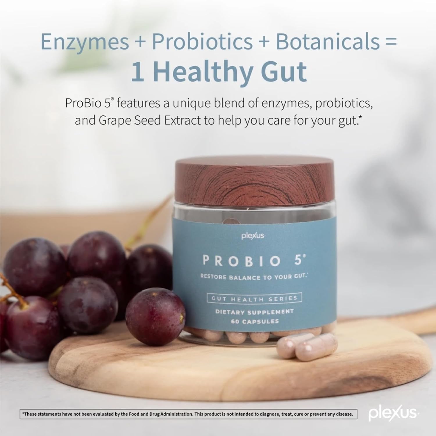 Plexus® ProBio 5®, 60 Capsules | 4 billion CFU from 5 probiotic strains to support gut microbiome balance, healthy digestion, and intestinal yeast balance