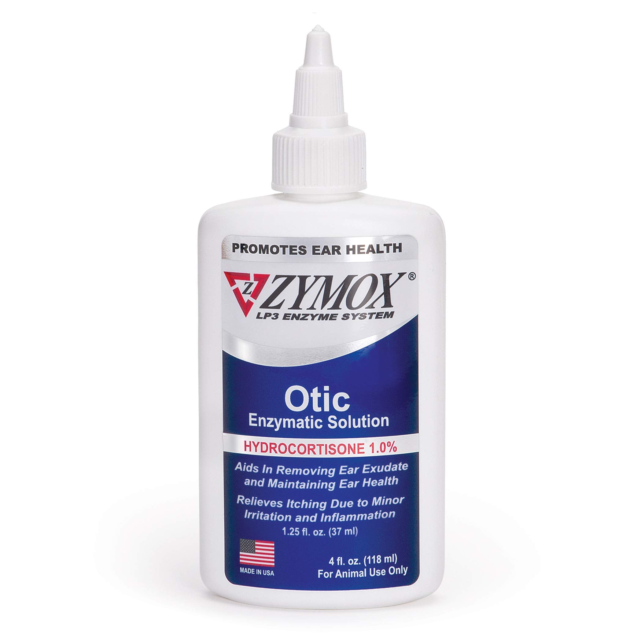 Zymox Otic Enzymatic Solution for Dogs and Cats to Soothe Ear Infections with 1% Hydrocortisone for Itch Relief, 1.25oz | with 1% Hydrocortisone for Itch Relief, 1.25oz