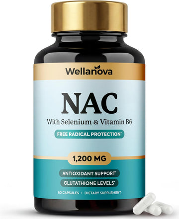 NAC Supplement 1,200 mg – 100% Pure N-Acetyl Cysteine (NAC) with Selenium | Vitamin B6, Antioxidant & Glutathione Support, 60 Capsules