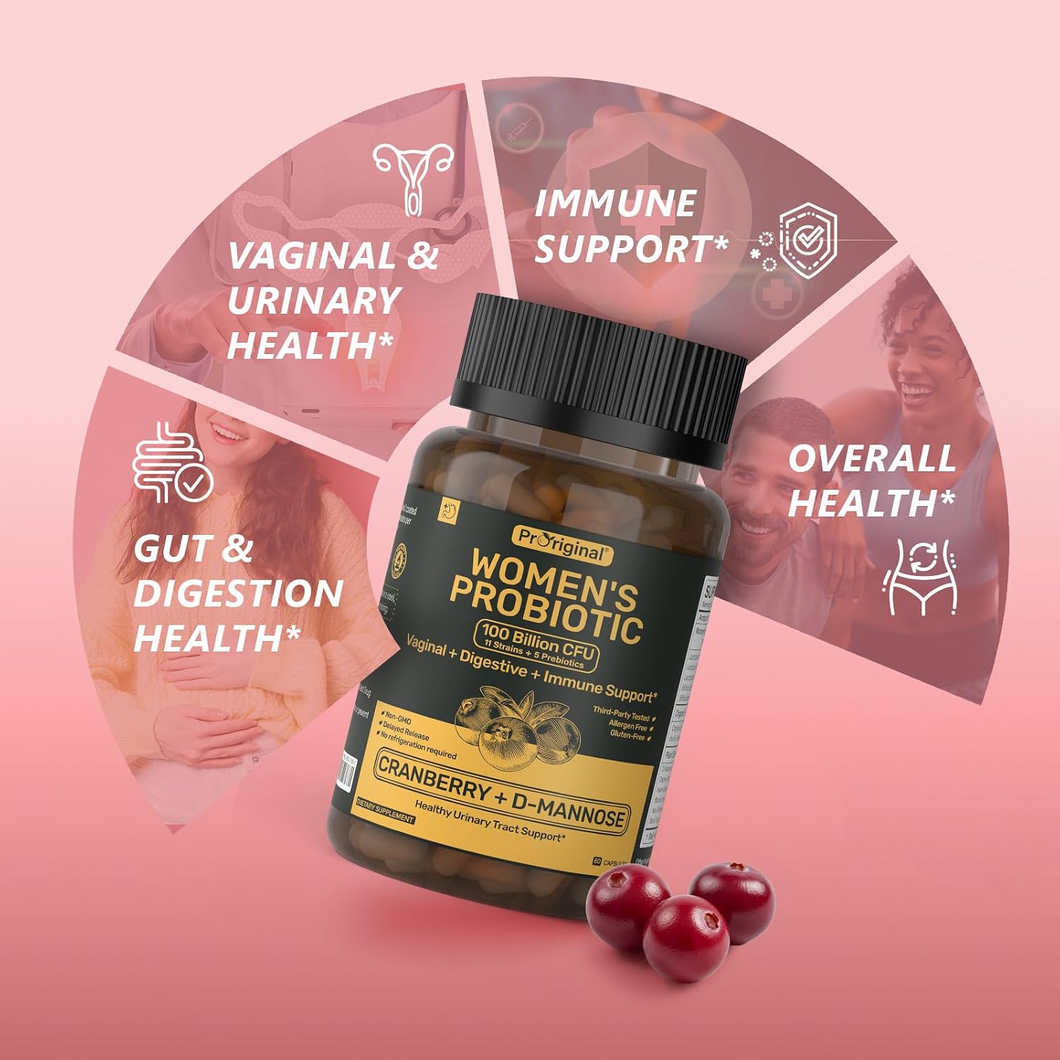 Women’s Probiotic & Digestive Enzymes Bundle – 100 Billion CFU Probiotic with Prebiotics, Cranberry & D-Mannose + Multi-Enzyme Complex – Supports Women’s Digestive, Gut, Vaginal & Urinary Health – Veg
