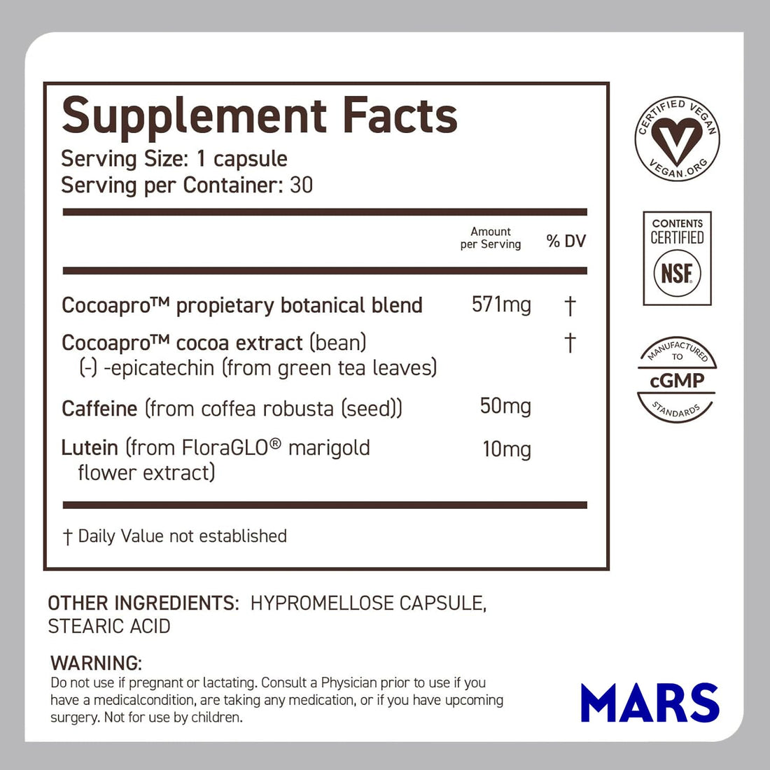 CocoaVia Memory & Focus Brain Supplement, 90 Day, Cocoa Flavanol Blend, Lutein, Added Caffeine for Boost. Improve Cognitive Function, Attention, Vegan & Plant Based, 90 Capsules CocoaViaBuy Supplements Australia