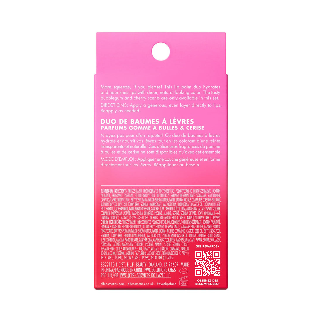 e.l.f. Squeeze Me More Lip Balm Duo, Moisturizing Balm For A Sheer Tint Of Color, Made With Hyaluronic Acid, Vegan & Cruelty-Free, Cherry & Bubblegum e.l.f.Buy Supplements Australia