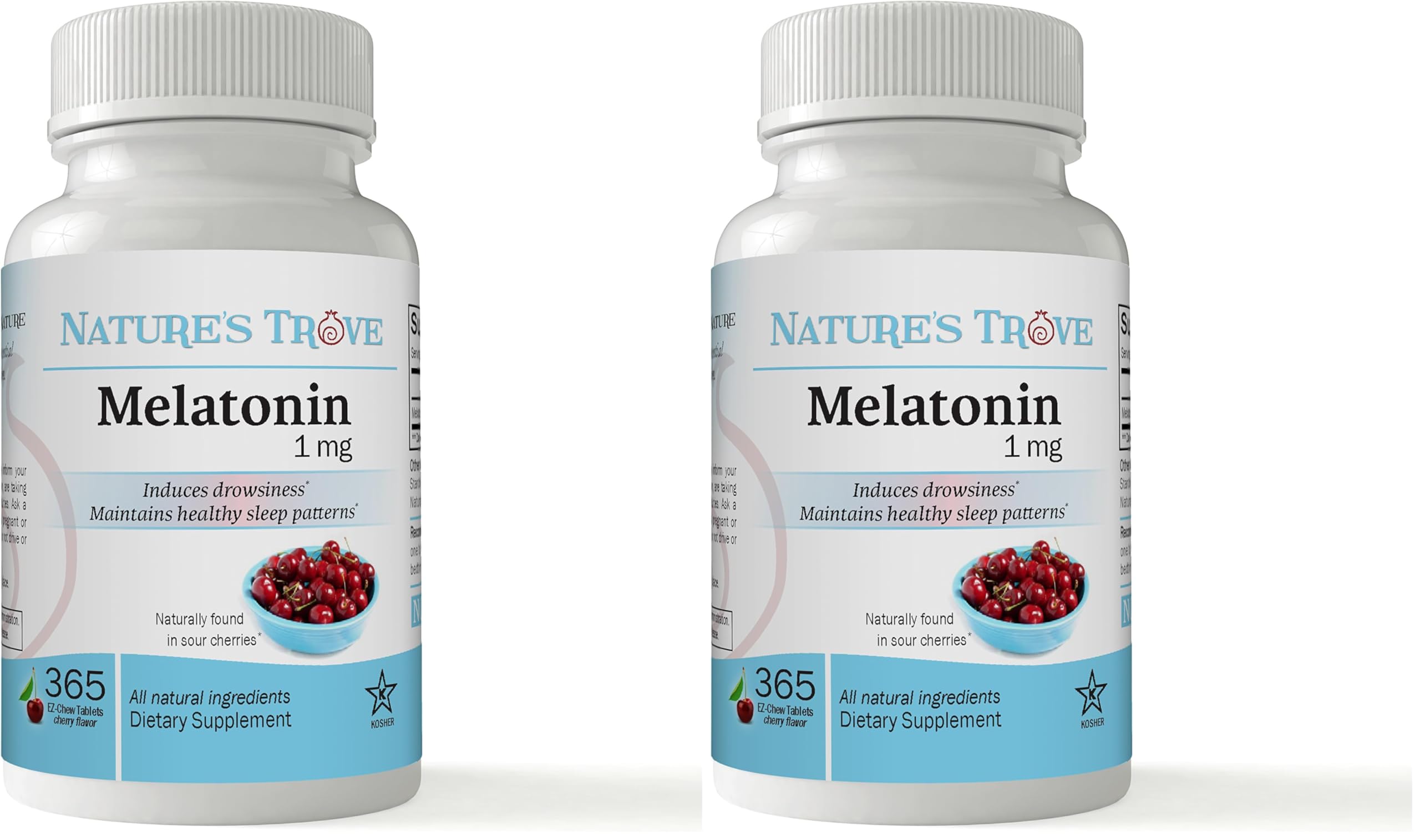 Nature's Trove Melatonin 1mg 365 EZ-Chew Tablets Cherry Flavor