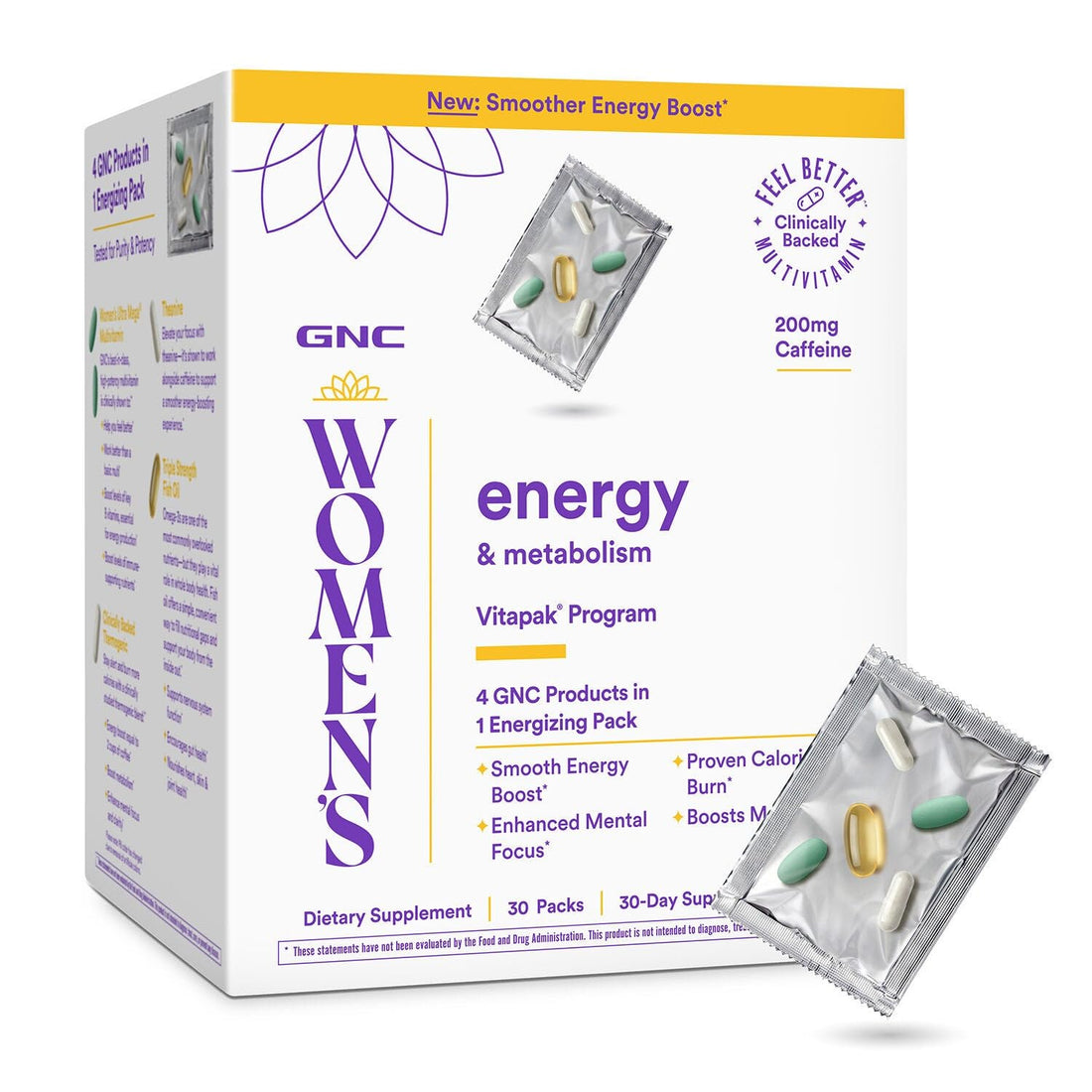 GNC Women's Energy and Metabolism Vitapak Program - Multivitamin Pack for Women - Female Energy Complex with a Clinically-Backed Thermogenic & L-Theanine - High-Potency - 1 Month Supply GNCBuy Supplements Australia