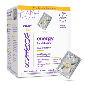 GNC Women's Energy and Metabolism Vitapak Program - Multivitamin Pack for Women - Female Energy Complex with a Clinically-Backed Thermogenic & L-Theanine - High-Potency - 1 Month Supply GNCBuy Supplements Australia