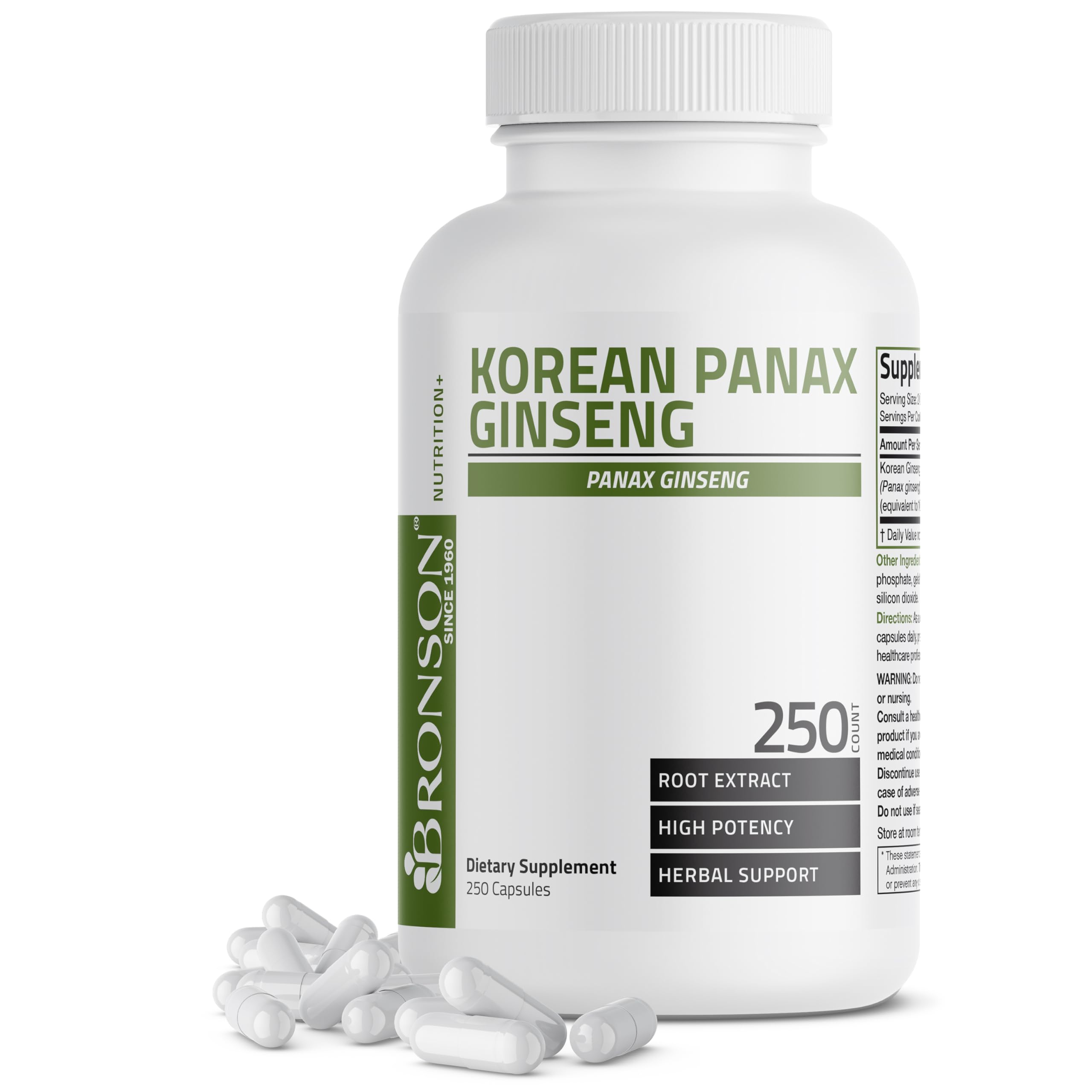 Bronson Korean Panax Ginseng Supports Energy, Endurance & Vitality + Memory and Mental Performance, 120 Capsules