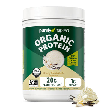 Purely Inspired Plant-Based Protein Powder for Men & Women, Creamy French Vanilla (16 Servings) - Vegan & Organic - 20g of Pea Protein Powder for Smoothies & Shakes - Dairy-Free, & Gluten-Free