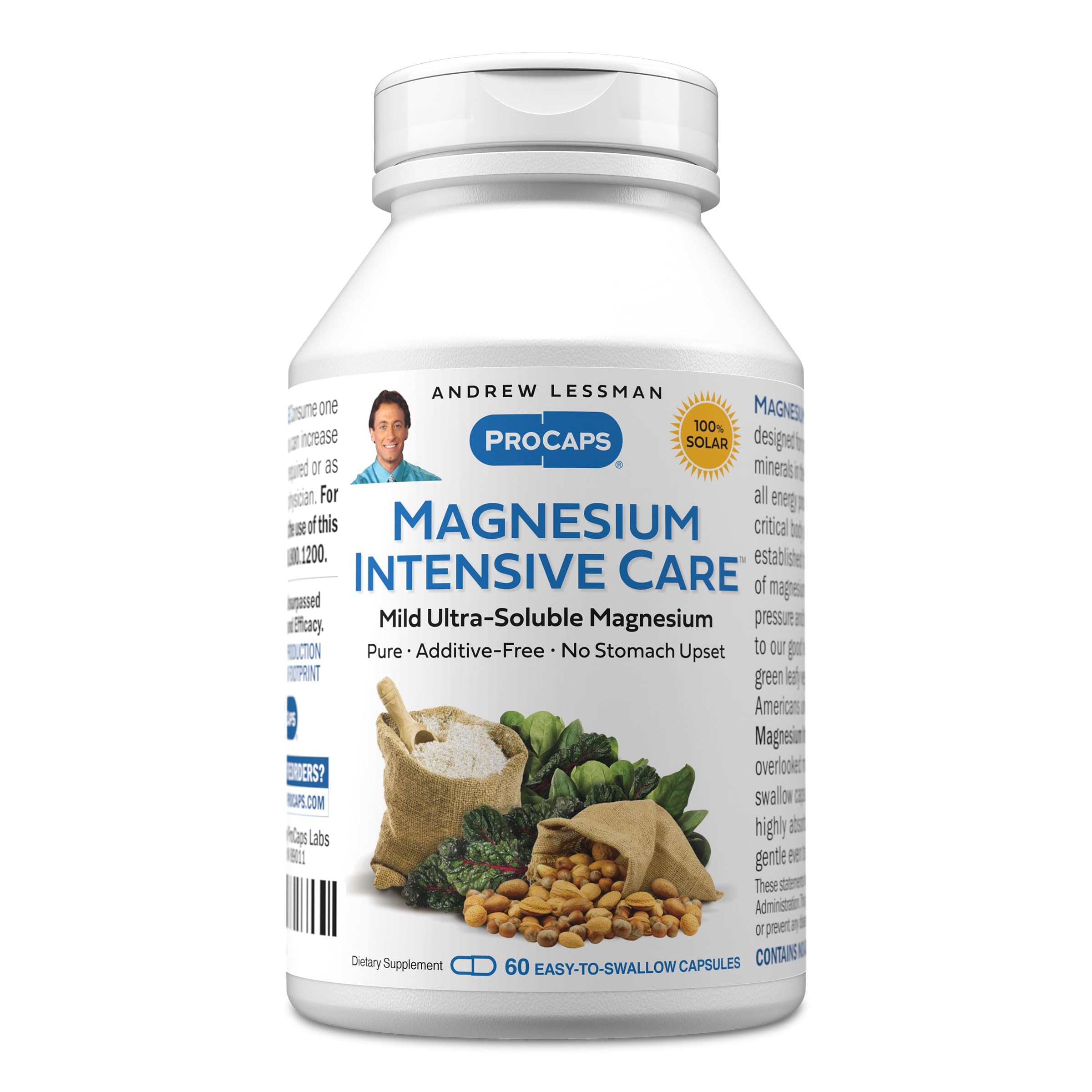 Andrew Lessman ProCaps Magnesium Intensive Care 200 mg 250 Capsules | 200 mg highly absorbable Magnesium blend. Gentle on sensitive stomachs with no additives, sodium or gluten.