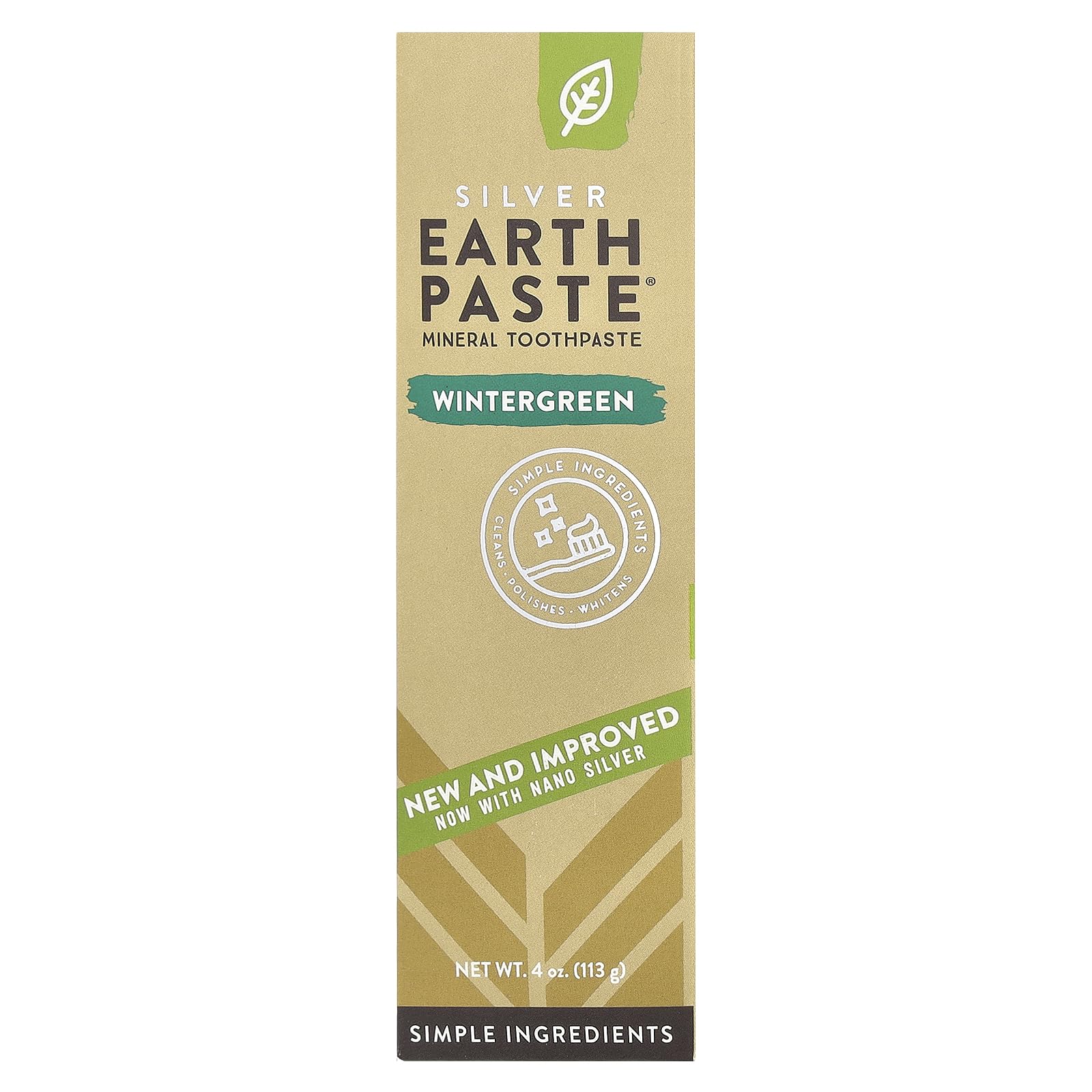 Redmond Earthpaste with Silver - Natural Non-Fluoride Toothpaste, 4 Ounce Tube (Peppermint)