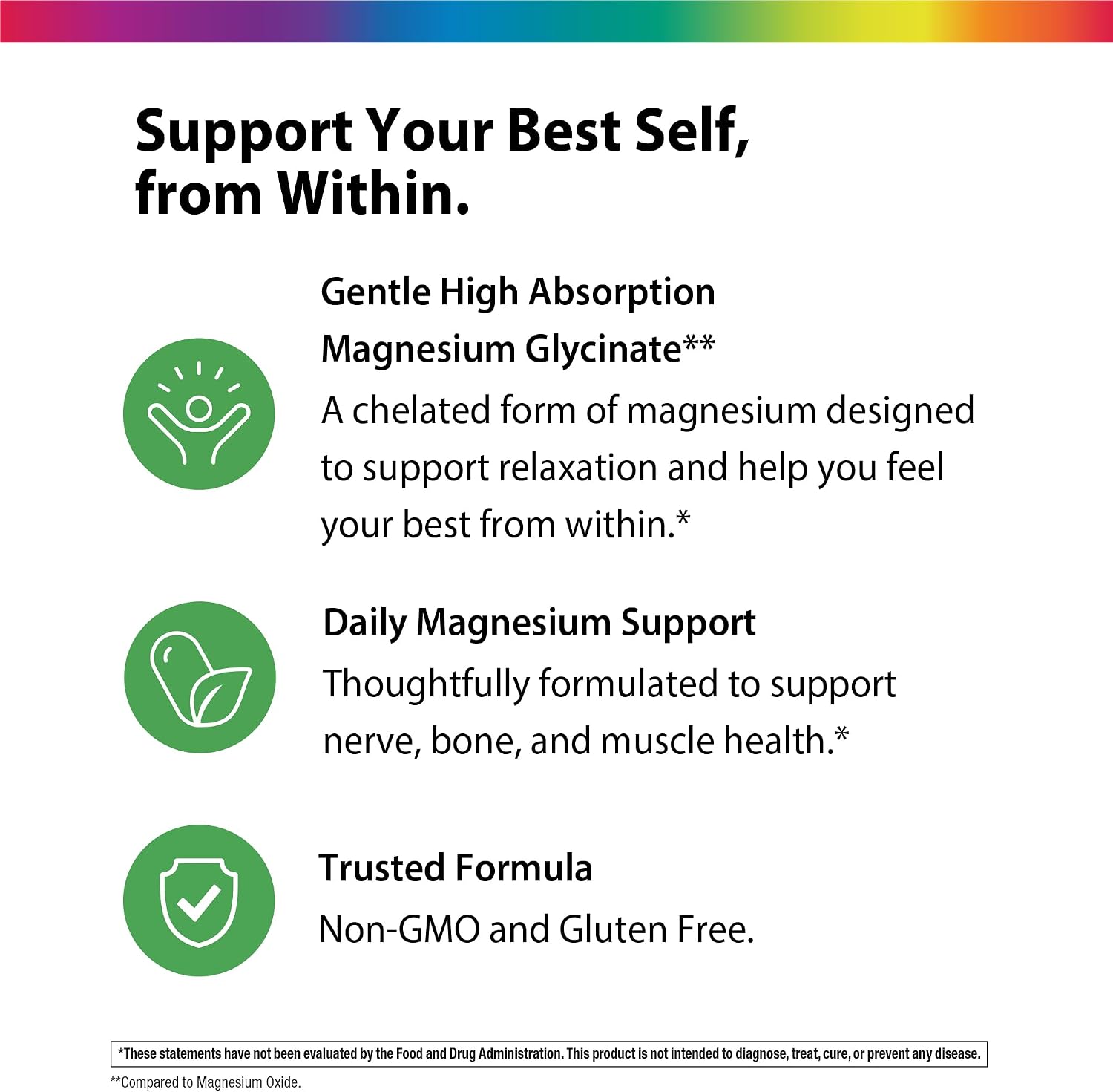 Rainbow Light Magnesium Glycinate 250 mg | 60 Softgels | High Absorption | Supports Nerve, Bone, & Muscle Health | Chelated Form of Magnesium | Non-GMO and Gluten Free