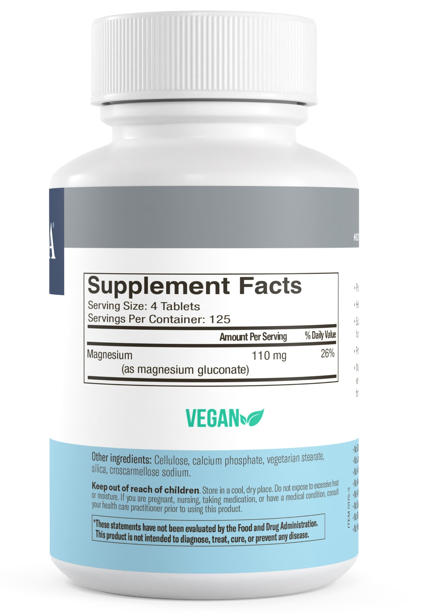 Freeda Magnesium Gluconate Vegan Supplement - 100 Tablets | Gentle and Highly Absorbable Magnesium Gluconate Supplement - Supporting Bone, Nerve & Muscle Function