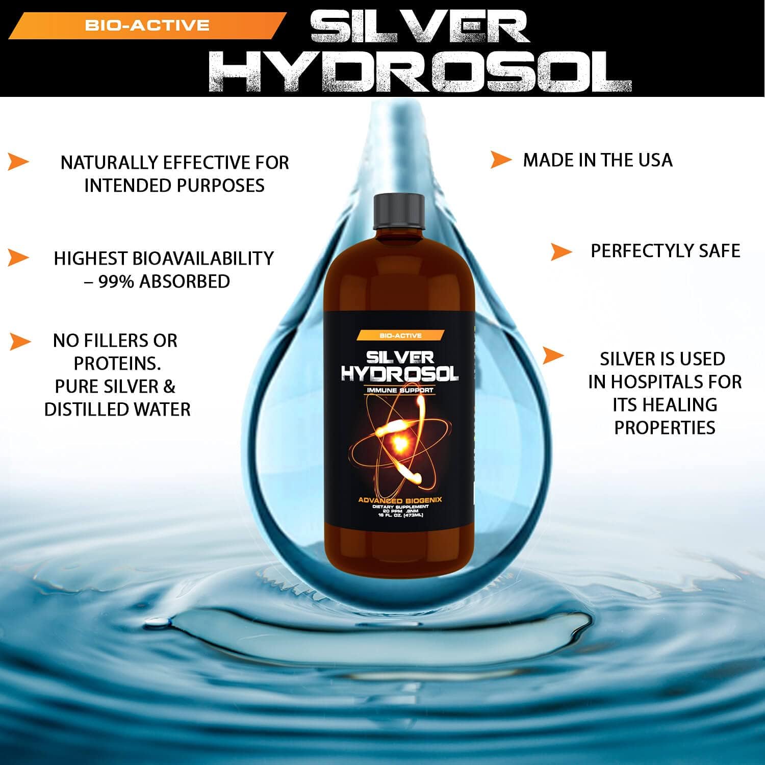Pharmacist Recommended 16 oz Advanced Bionetix Colloidal Silver Hydrosol, All Natural & Promotes A Healthy Immune System. Colloidal Silver That Actually Works!