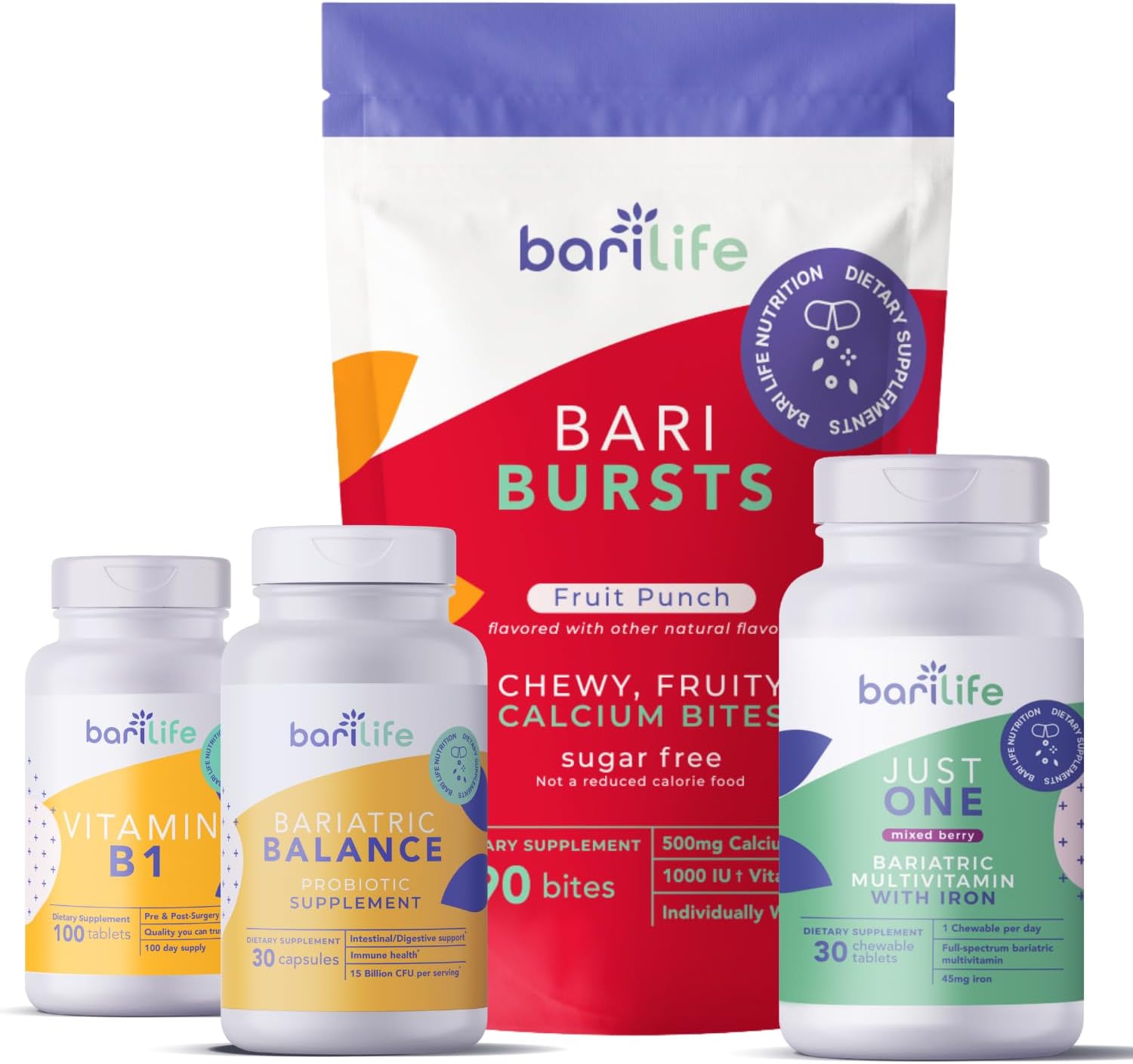Bari Life Post-Op, Gastric Sleeve, Gastric Bypass Vitamin and Supplement Starter Kit (Fruit Punch)