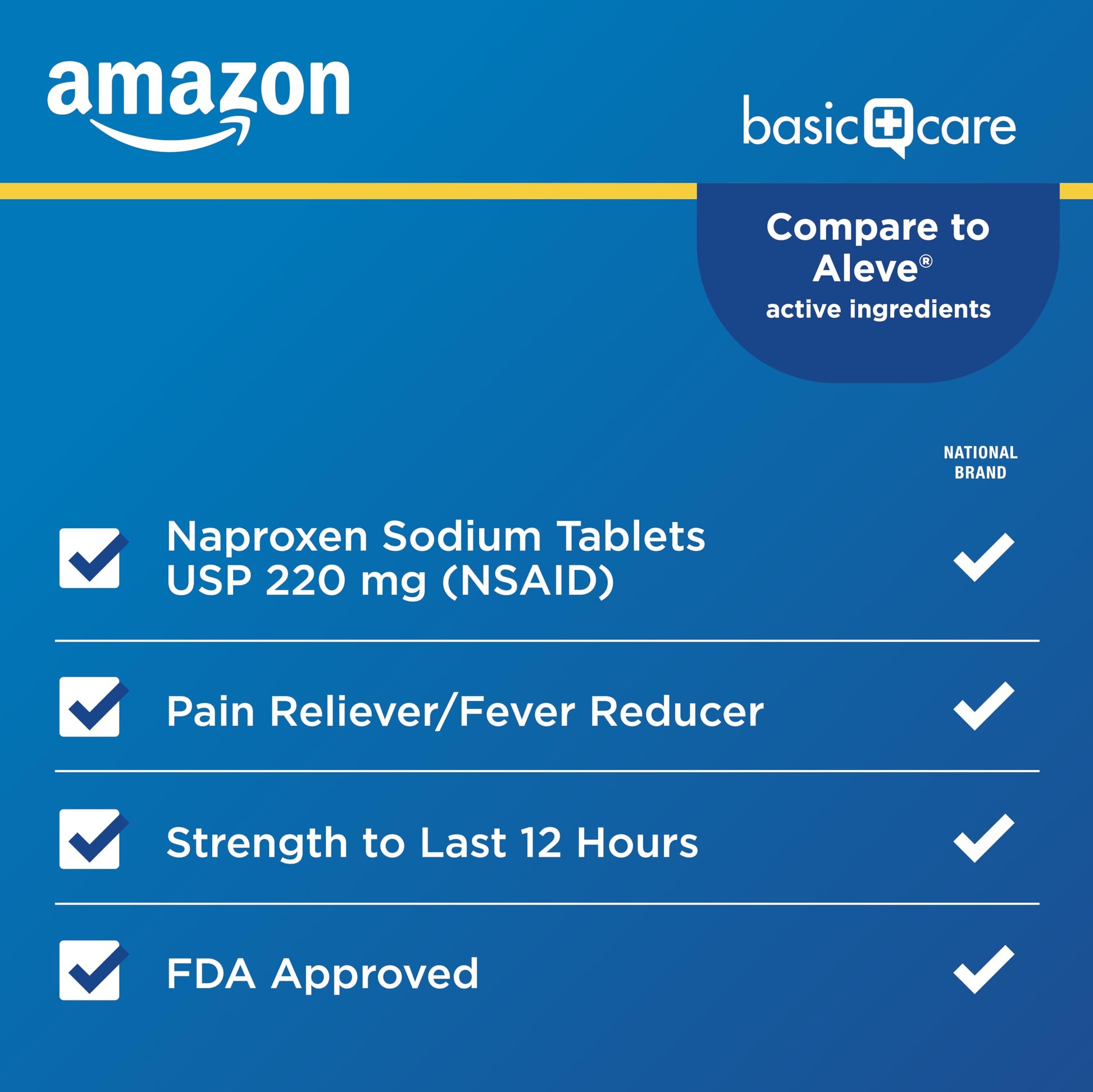 Amazon Basic Care Naproxen Sodium Tablets 220 mg, Pain Reliever/Fever Reducer (NSAID), 12-Hour Relief for Headache, Backache, Menstrual Pain, Muscle Aches, Arthritis, 300 Count Amazon Basic Care buy supplements Au