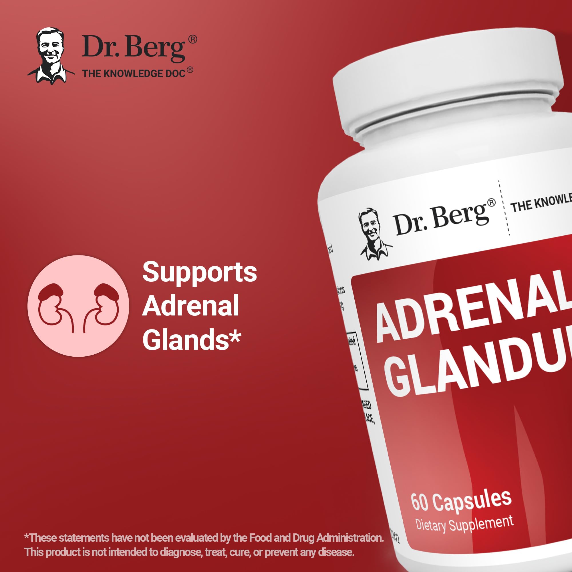 Dr. Berg Adrenal Glandular - Hormone Balance Formula That Supports Healthy Adrenal Function - Adrenal Support Supplement - 60 Capsules Dr. Berg NutritionalsBuy Supplements Australia