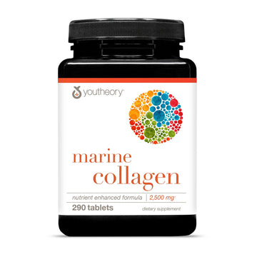 Youtheory Marine Collagen Tablets - 2,500 mg Fish-Sourced Collagen Peptides- with Vitamins A, C, E, B6 & B12 - Supports Joint & Nail Health* - Highly Absorbable - 290 Tablets (58-Day Supply) Youtheory buy supplements Au