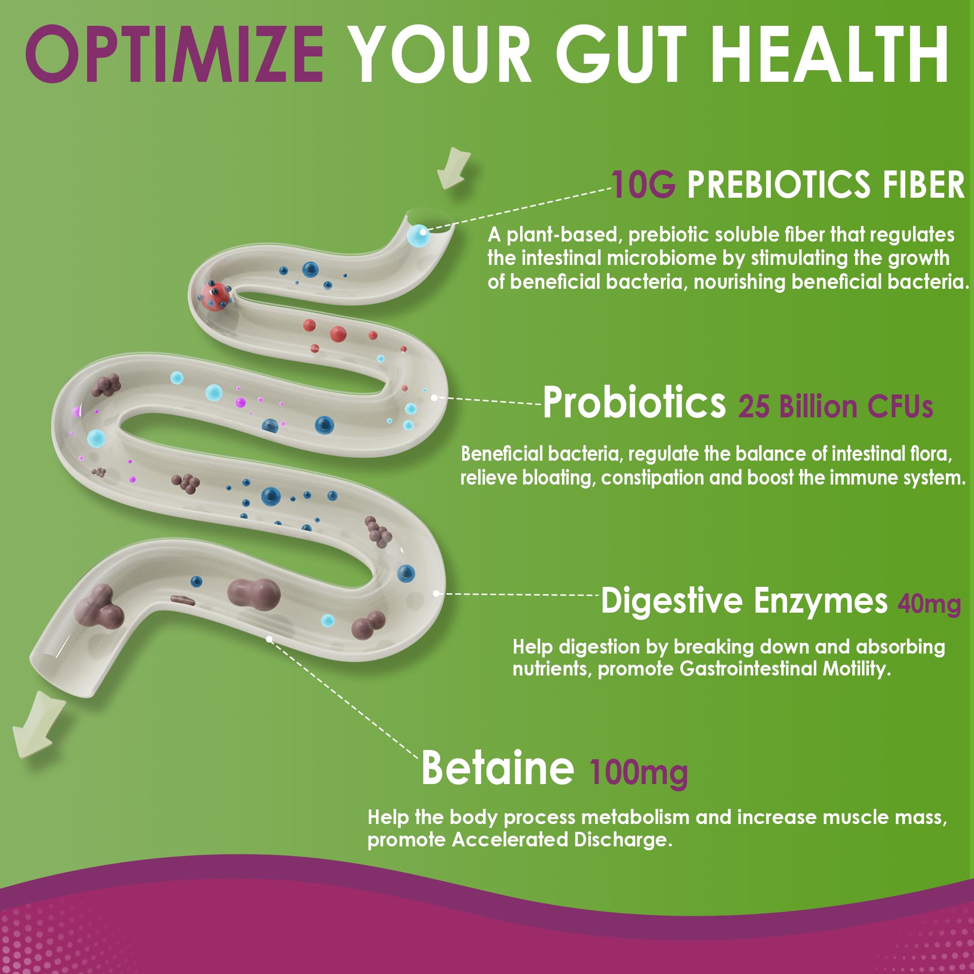 Fiber Gummies for Adults, GLP-1 Friendly 10g Prebiotic Fiber Supplement w/ Digestive Enzymes, Probiotics & 100mg Betaine for Digestive & Gut Health and Regulate Bowel Movement, Vegan, Sugar Free,120ct