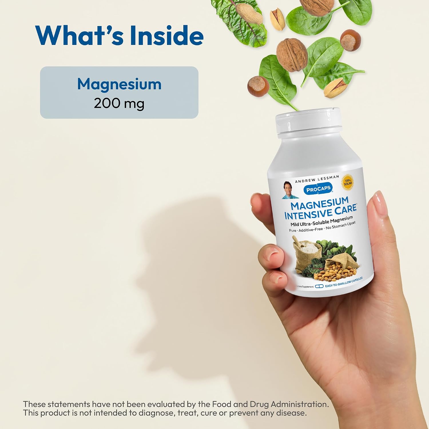 Andrew Lessman ProCaps Magnesium Intensive Care 200 mg 250 Capsules | 200 mg highly absorbable Magnesium blend. Gentle on sensitive stomachs with no additives, sodium or gluten.