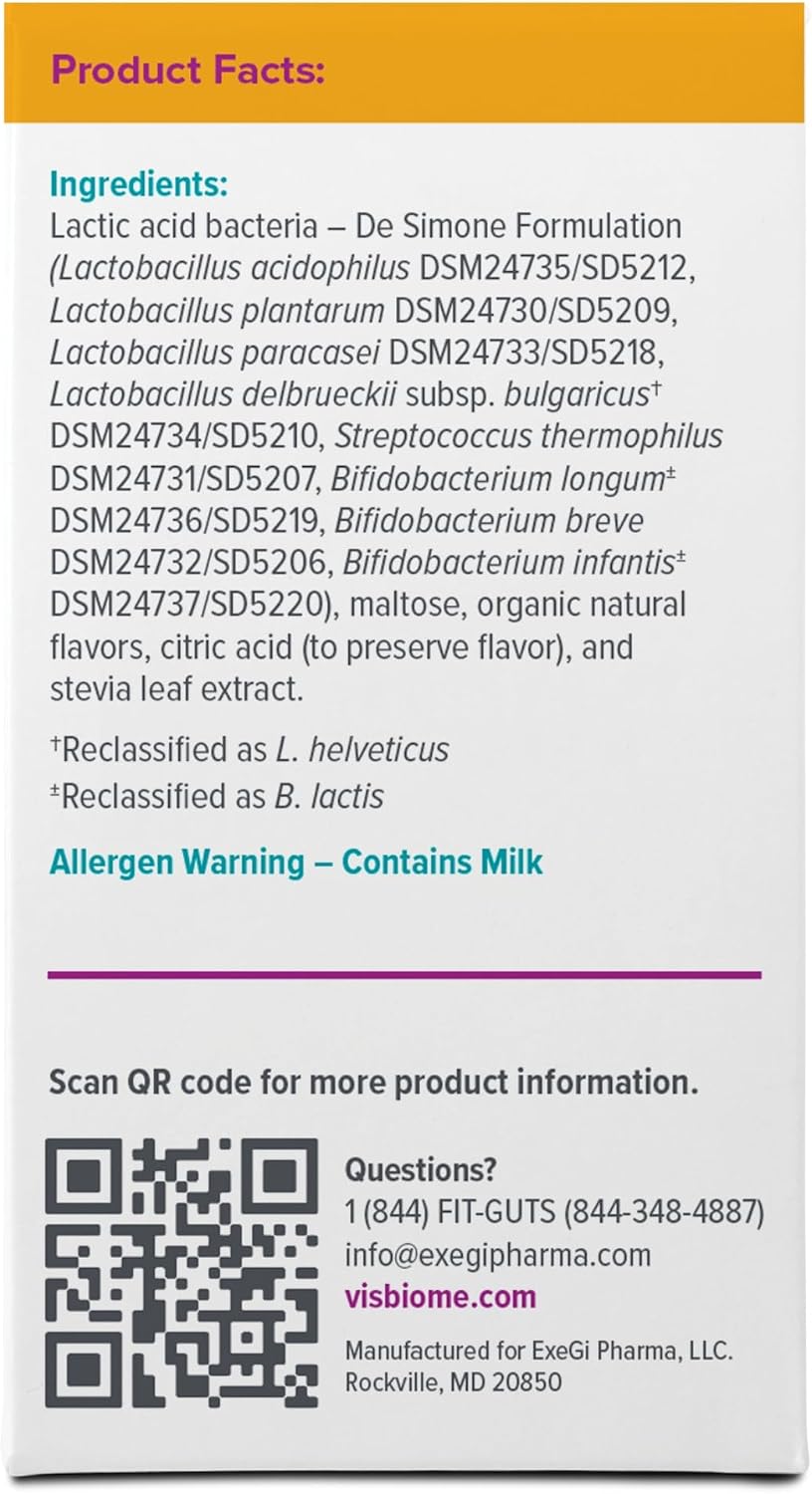Visbiome® GI Care Kids Probiotic, 225B CFU, Wild Berry, 30 Packets | Original De Simone Formulation®, Multi-Strain, Refrigerated Probiotics, Low FODMAP Certified, Dye-Free, Made in USA