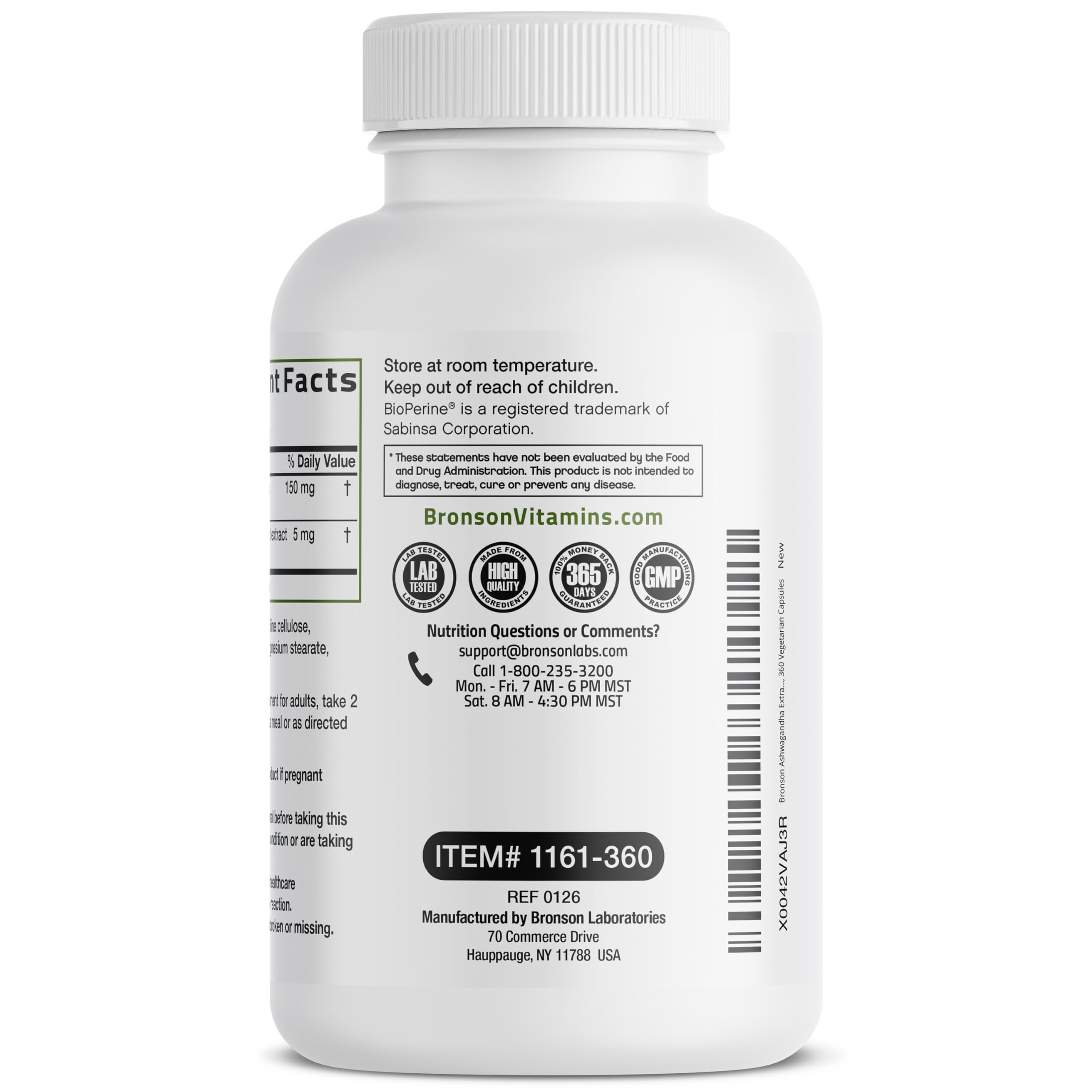 Bronson Ashwagandha Extra Strength Stress & Mood Support with BioPerine - Non GMO Formula, 120 Vegetarian Capsules