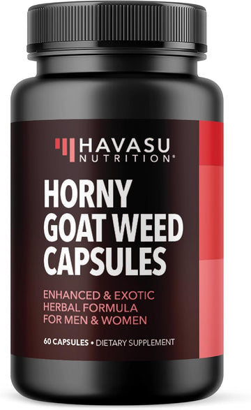 Horny Goat Weed with Maca, Tongkat Ali and Saw Palmetto, 30 Servings | Vegan, Non-GMO, Gluten free Horny Goat Weed Capsules for Men & Women, Extra Strength Performance, 60 Count, 1 Month Supply