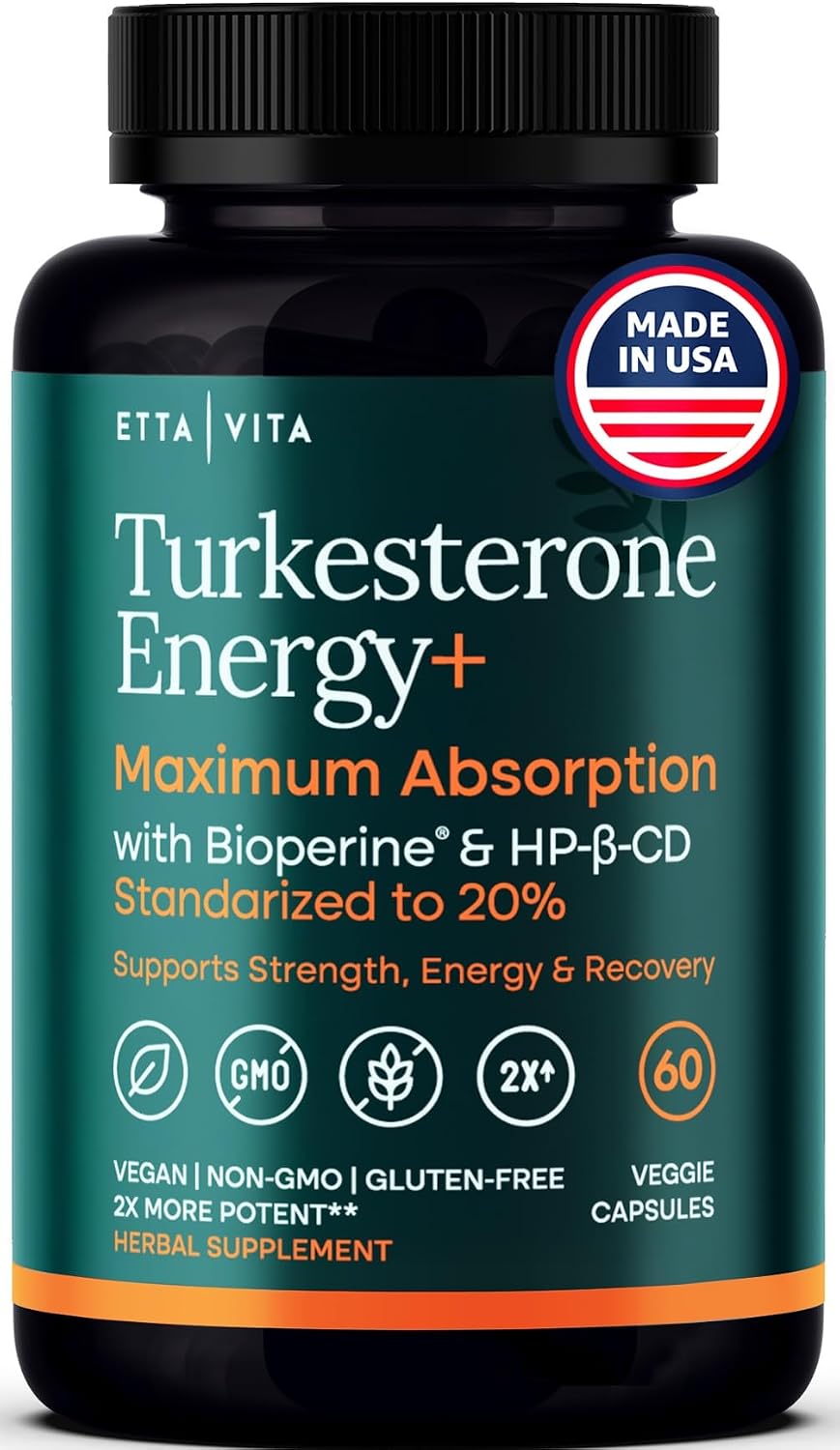 Turkesterone Supplement 500mg for Men & Women, Muscle Growth & Gym Support | Ajuga Turkestanica extract for strength, energy & workout recovery, vegan, non-GMO, third-party tested, made in USA