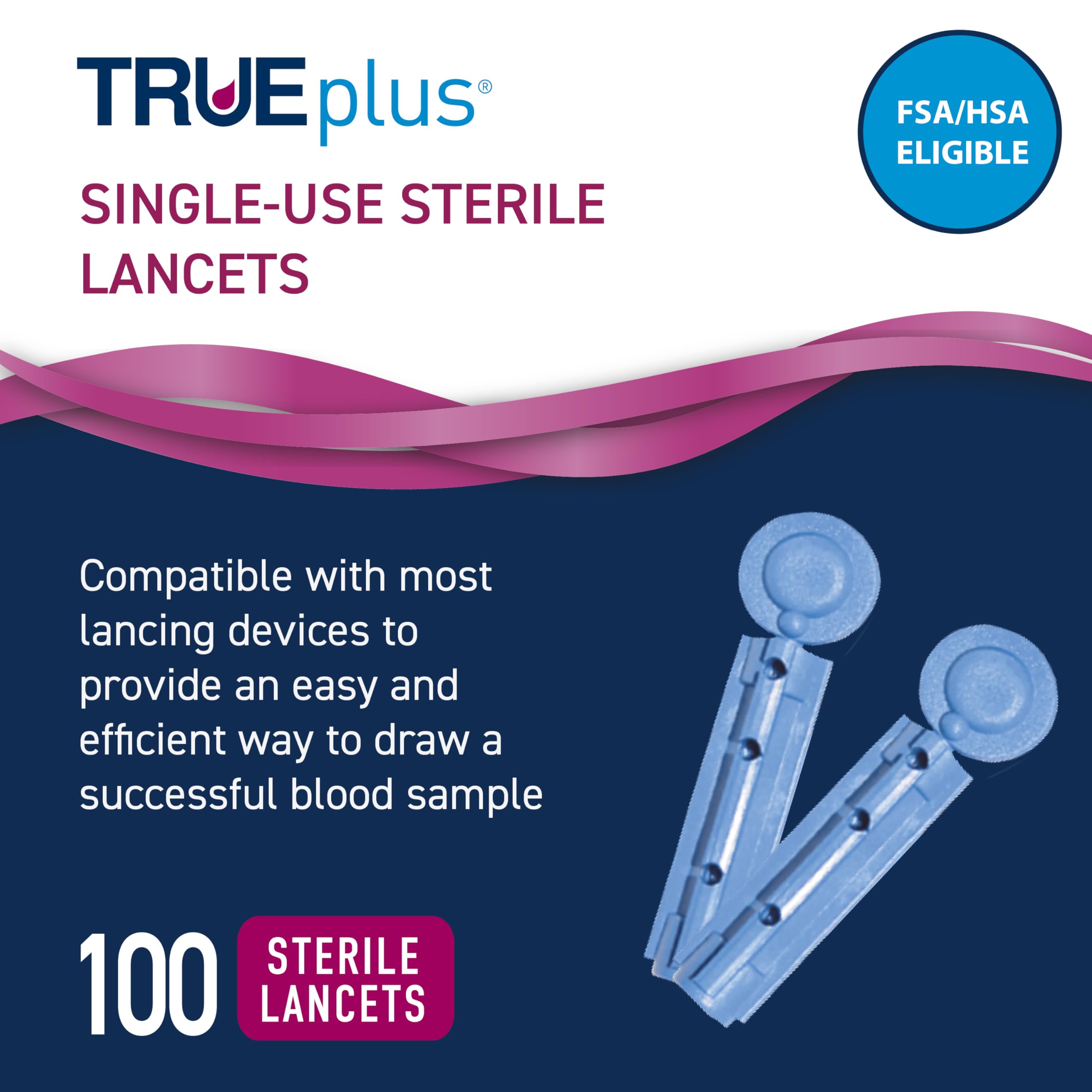 TRUE METRIX Glucose Test Strips 100 Count, TRUEplus 30G Lancets 100 Count | Blood Glucose Test Strips and Lancets, Compatible with TRUE METRIX Family of Self Monitoring Blood Glucose Meters