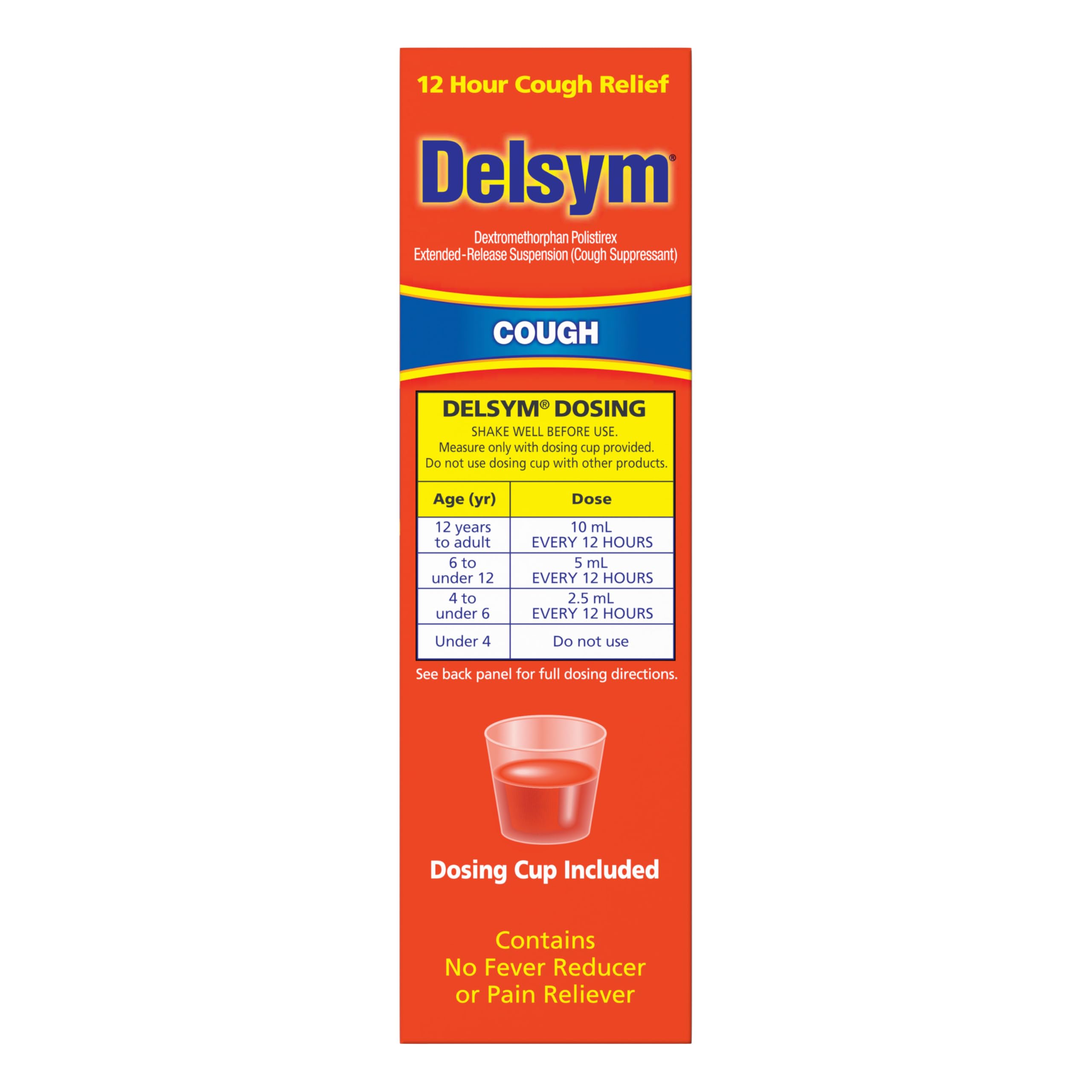 Delsym 12 Hour Cough Medicine for Adults, Powerful Relief for 12 Hours, Cough Suppressant Liquid with Extended-Release Dextromethorphan, Orange Flavor Liquid Cough Syrup, 5 Fl Oz (Pack of 1) Delsym buy supplements Au