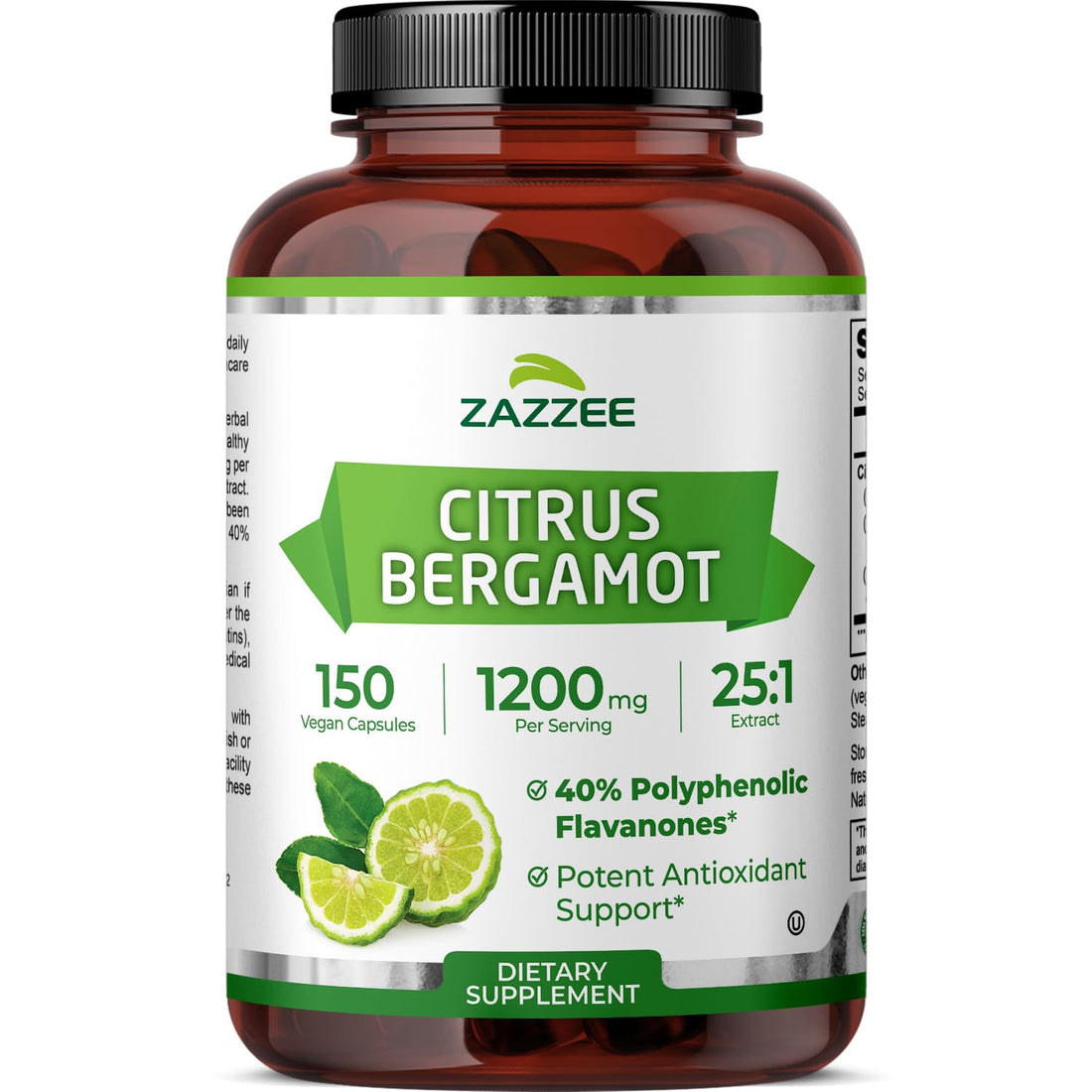 Zazzee Citrus Bergamot 25:1 Extract, 1200 mg Per Serving, 40% Polyphenolic Flavanones, 150 Vegan Capsules, 5 Month Supply, Citrus Bergamia, Antioxidant Support, Certified Kosher, Non-GMO, Made in USA ZazzeeBuy Supplements Australia