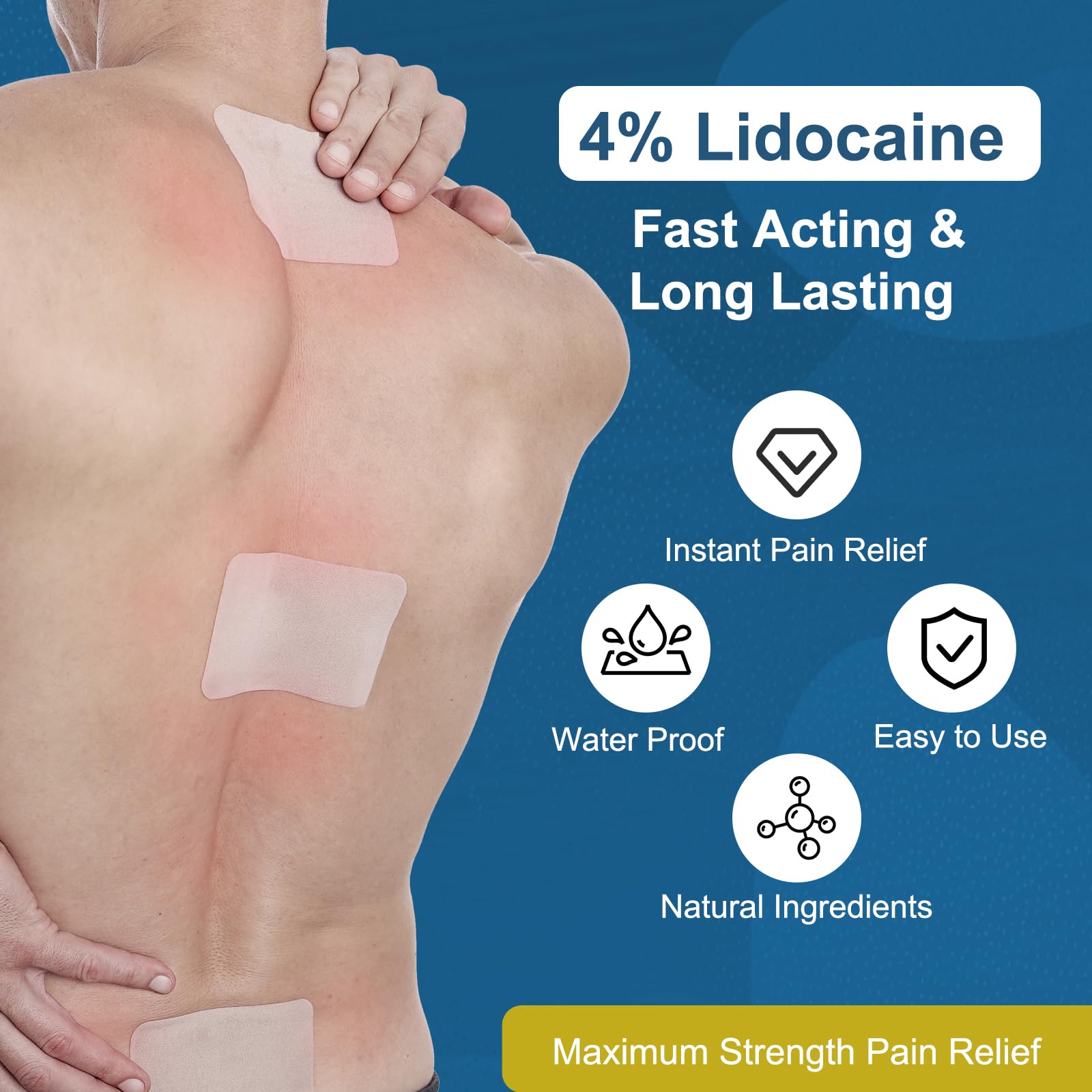 Teemofe 4% Lidocaine Pain Relief Patches – Maximum OTC Strength, Fast-Acting Targeted Relief, 30 Count, for Muscle & Joint Discomfort - 589 TeemofeBuy Supplements Australia