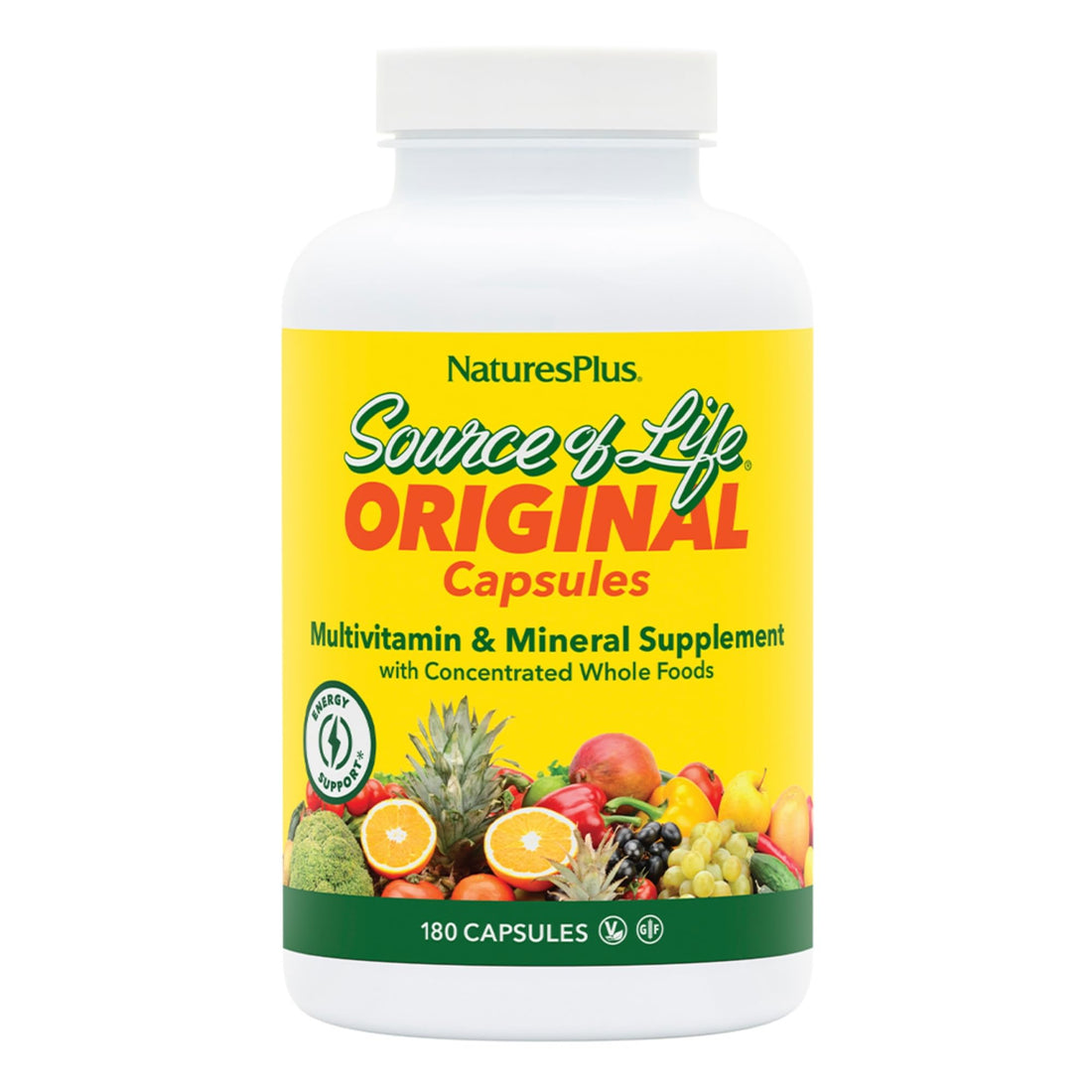 NaturesPlus Source of Life - 180 Capsules - Multivitamin & Mineral Supplement - Supports Natural Energy & Overall Well-Being - Gluten Free, Vegetarian - 20 Servings NaturesPlusBuy Supplements Australia